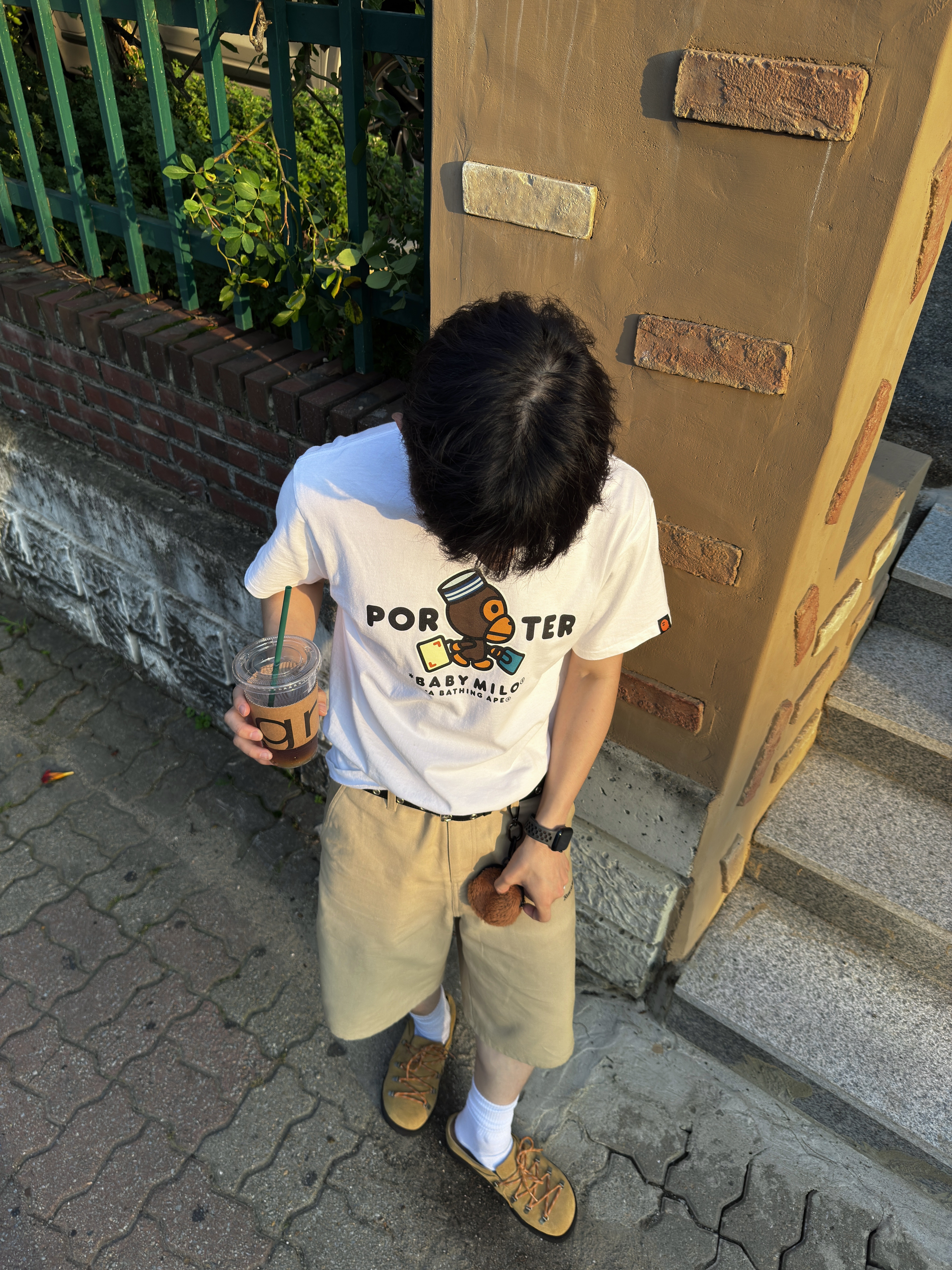 BAPE x Porter Baby Milo T-Shirt White 착용 스타일 - 1