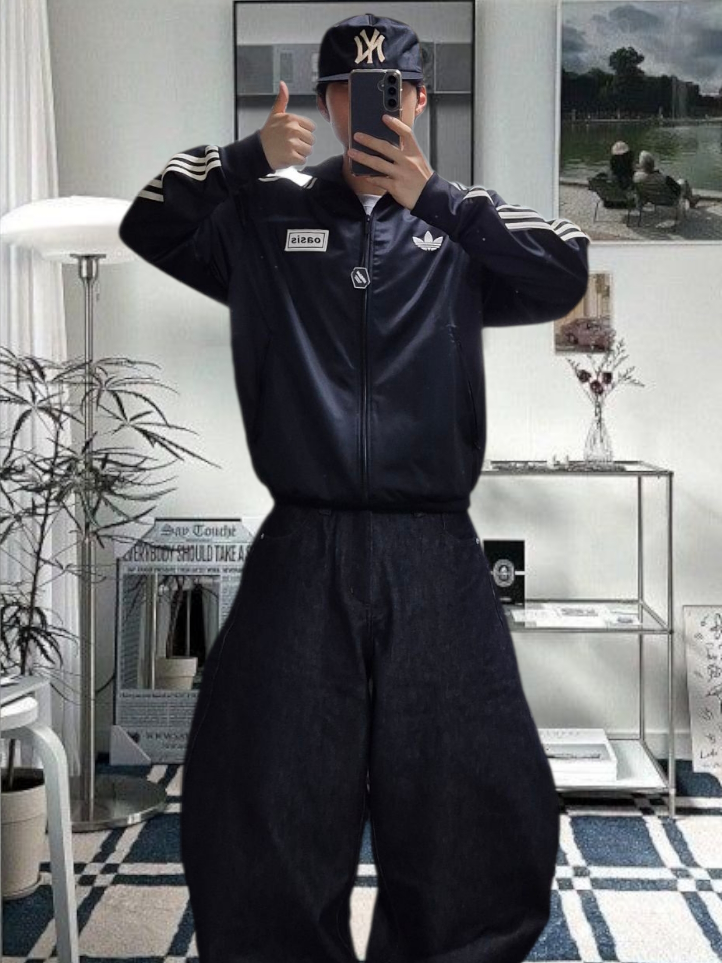 Adidas x Oasis Tour Firebird Track Top Black - US Sizing 착용 스타일