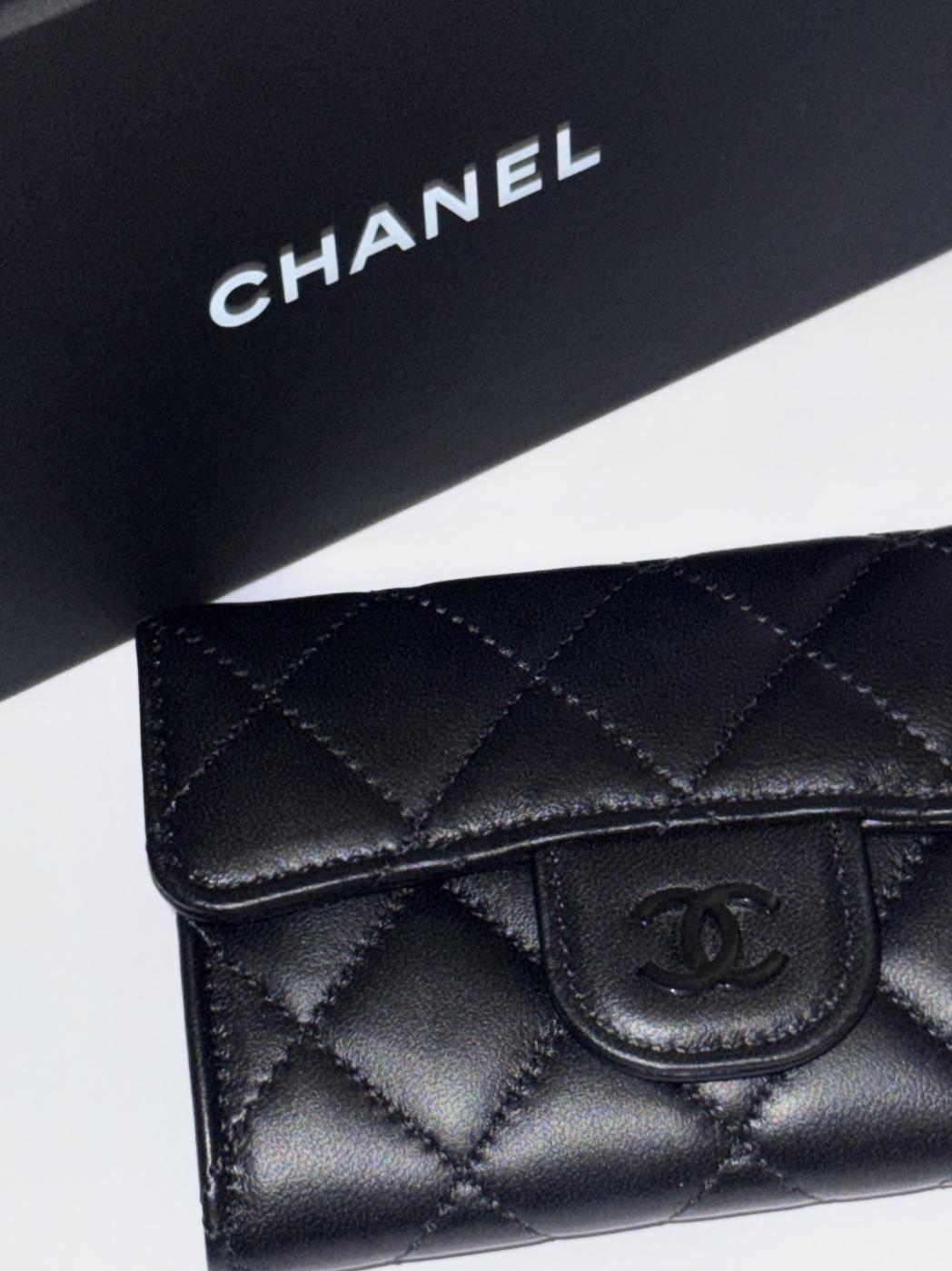Chanel Classic Card Holder Lambskin & Black Black 착용 스타일 - 3