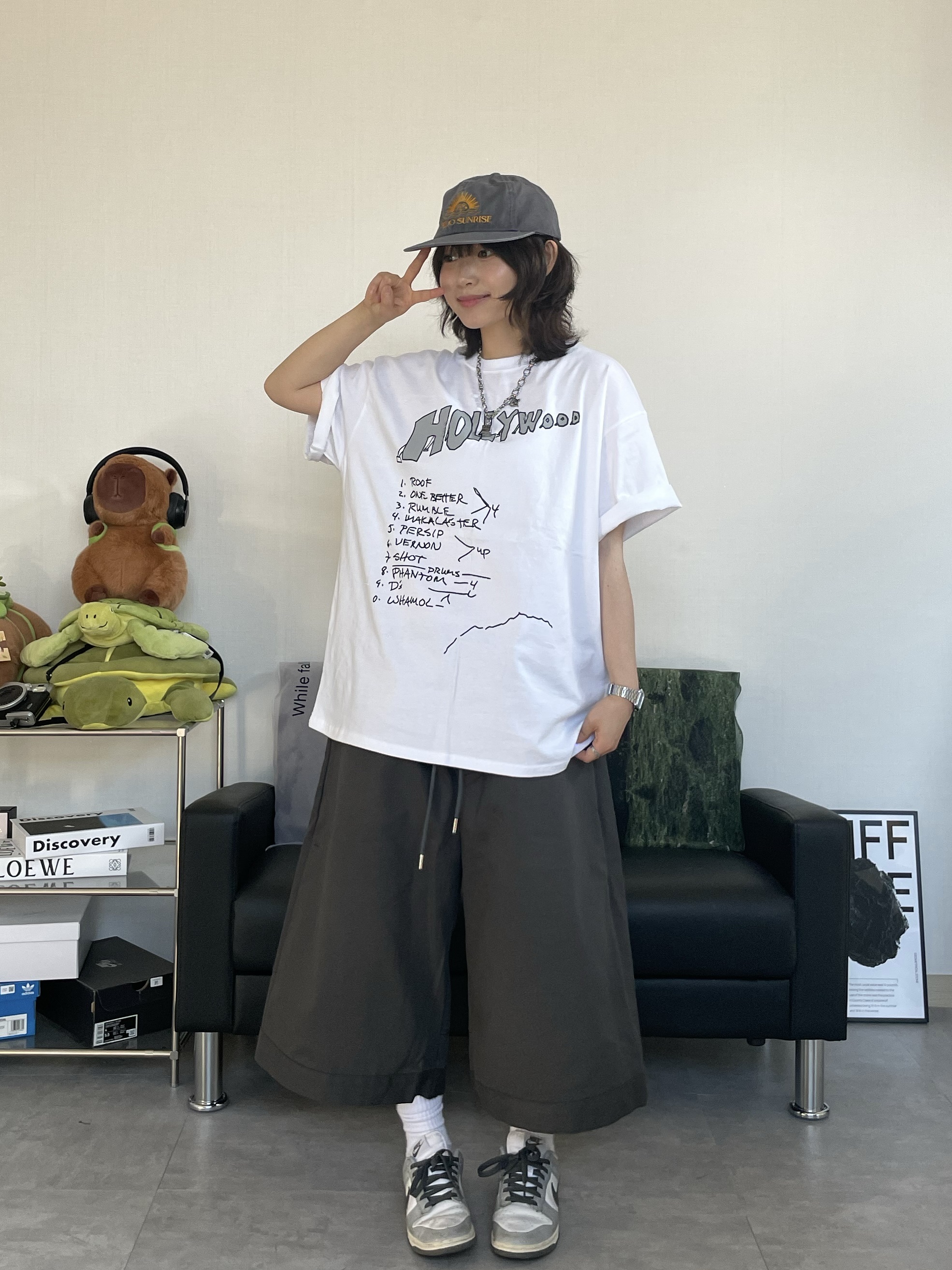 Hello Sunrise Washed OG Logo 6panel Cap Gray, (W) Nike Dunk Low Light Smoke Grey 착용 스타일 - 2