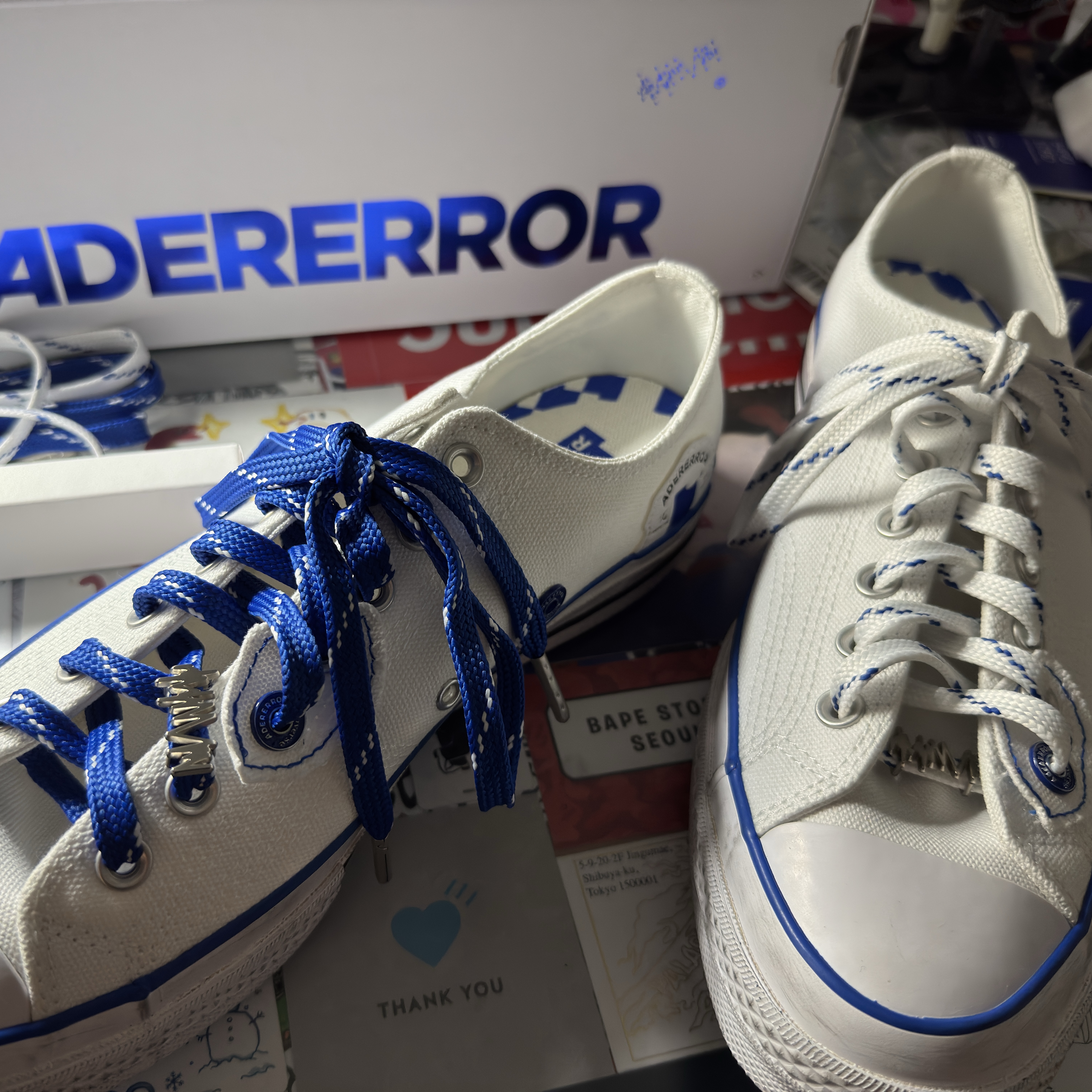 Converse x Ader Error Sig; Chuck 70 Low White Blue 착용 스타일