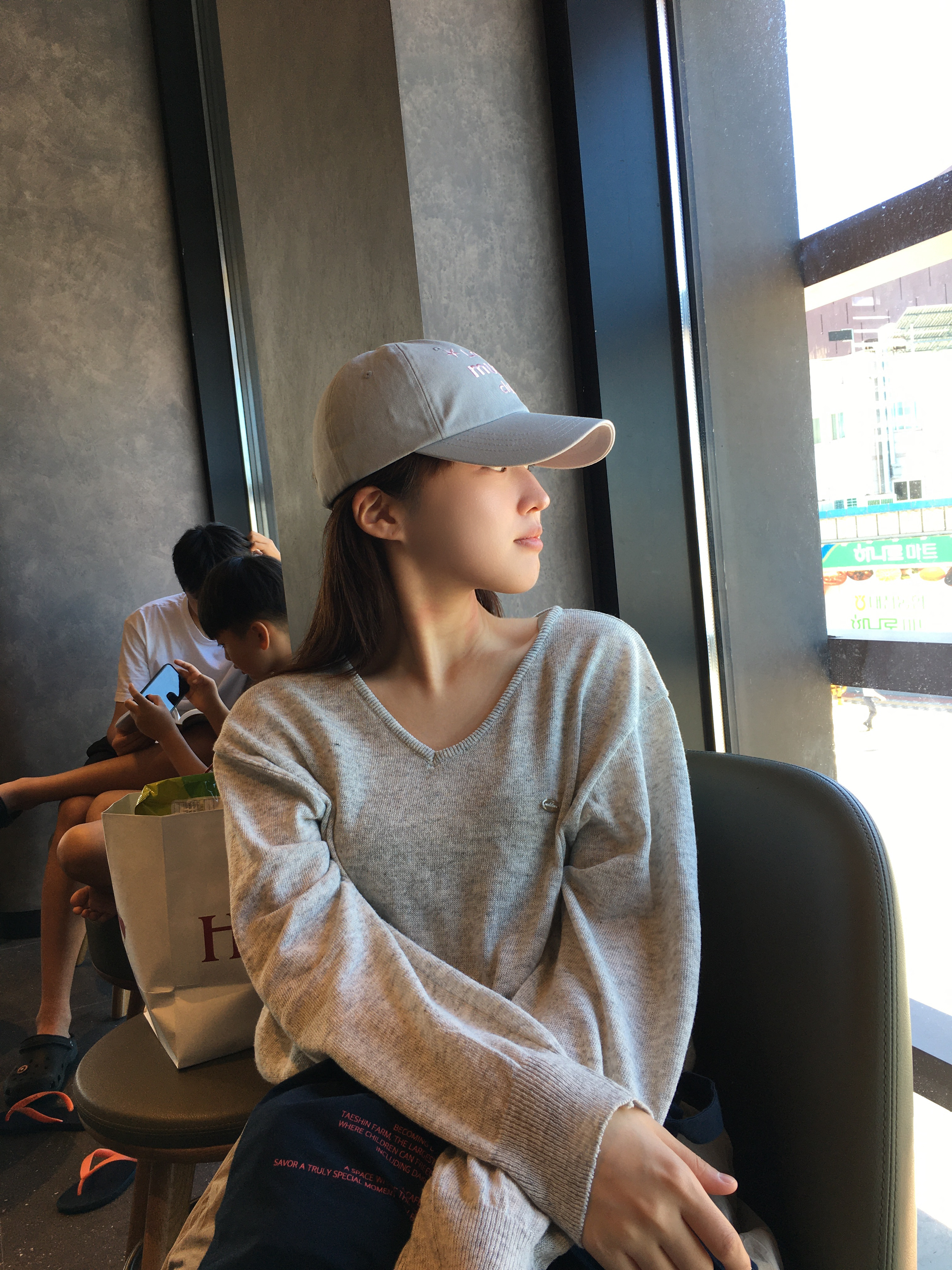 Isummerly Love Music Club Ball Cap Gray 착용 스타일 - 3