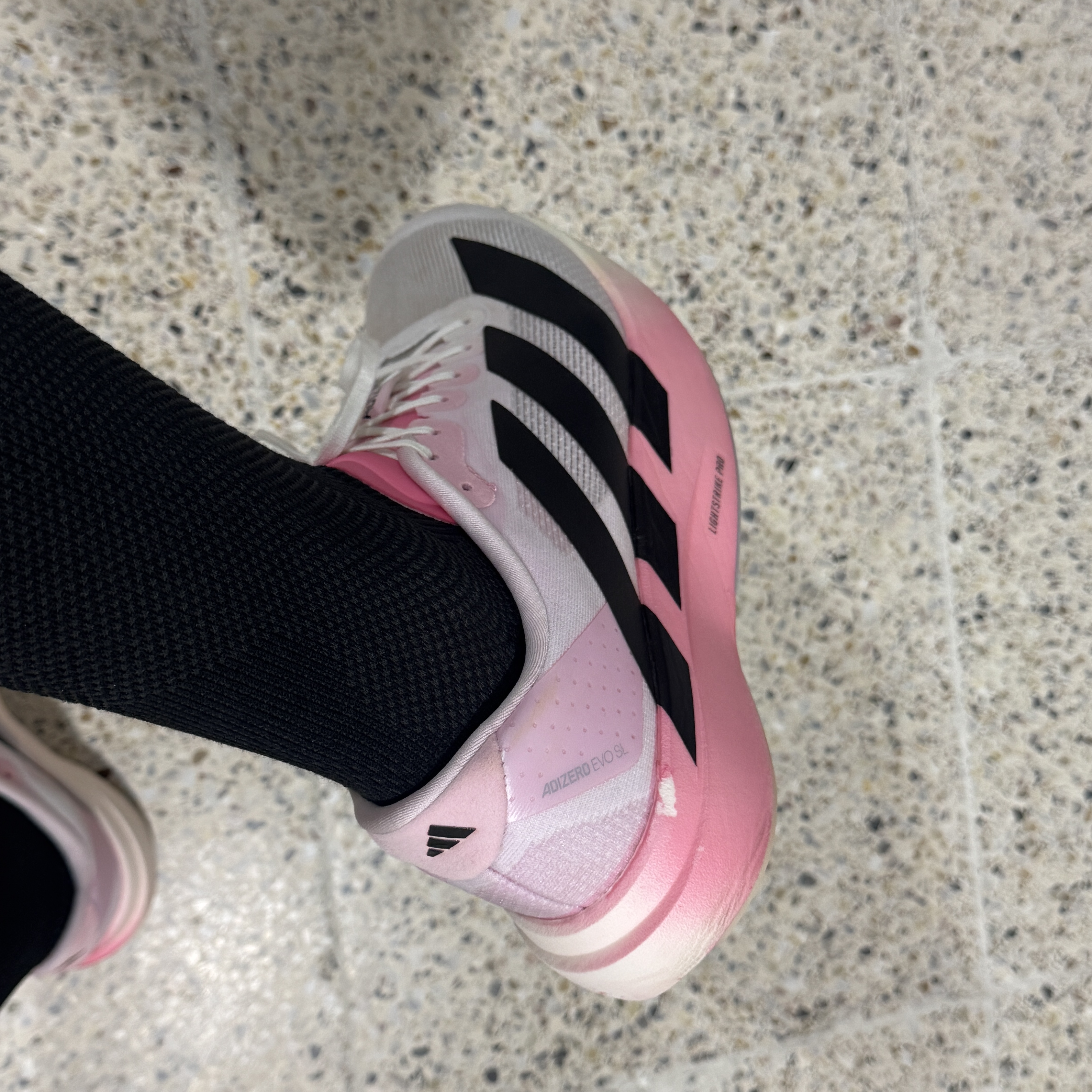Adidas Adizero EVO SL Cloud White Core Black 착용 스타일 - 2