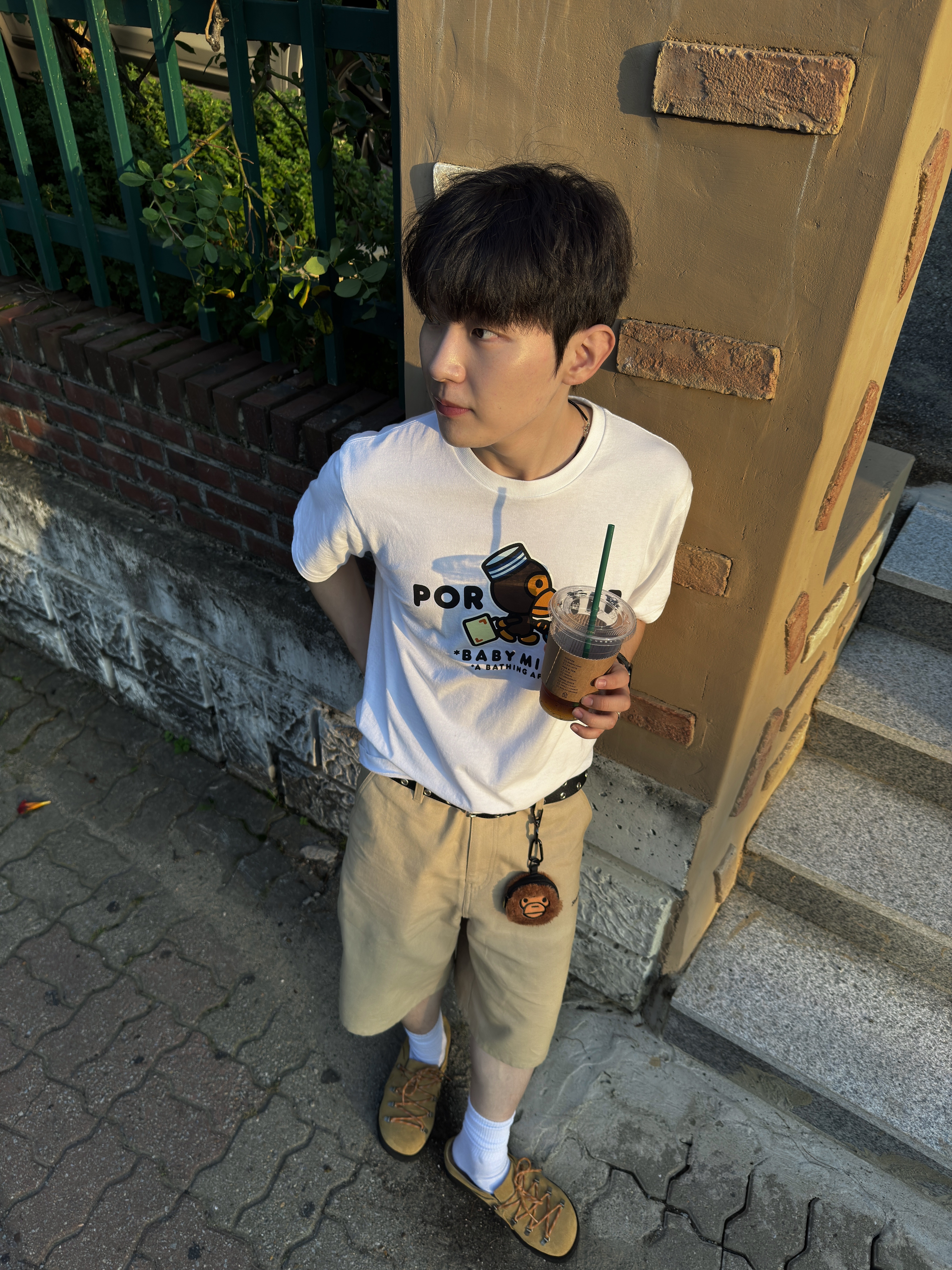 BAPE x Porter Baby Milo T-Shirt White 착용 스타일 - 2