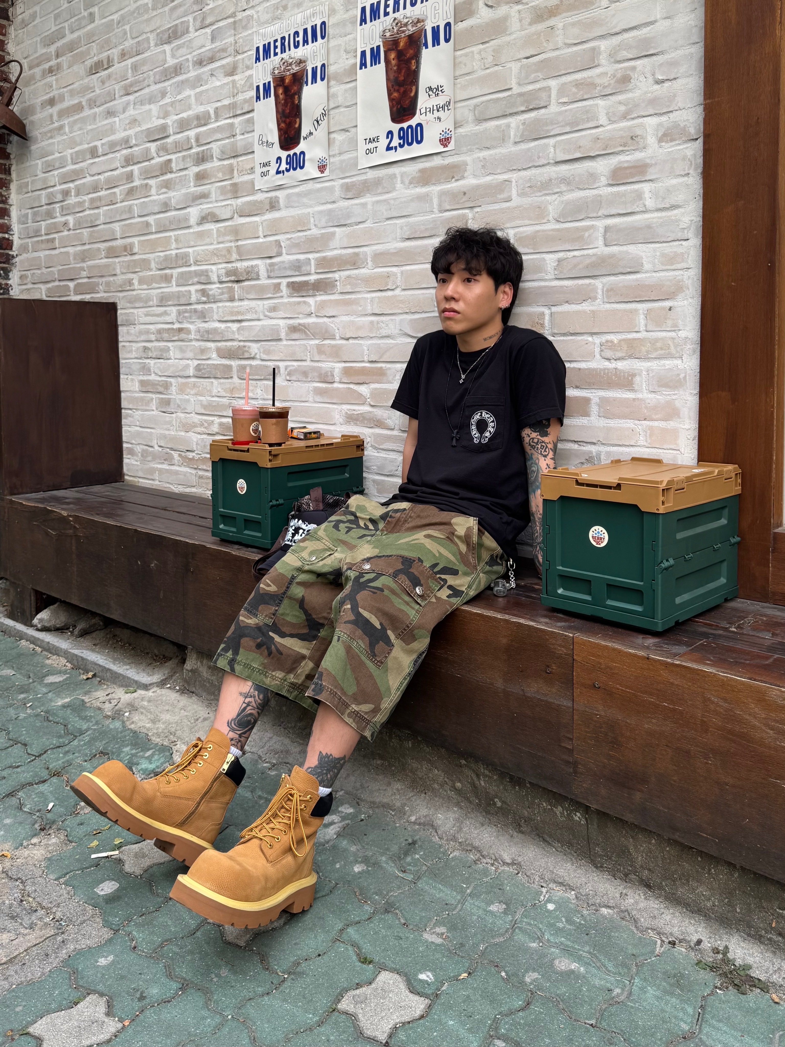 Supreme Mesh Mini Duffle Bag Truetimber Kanati Camo - 25SS, Scudo Vintage Cube Drop Necklace 착용 스타일 - 2