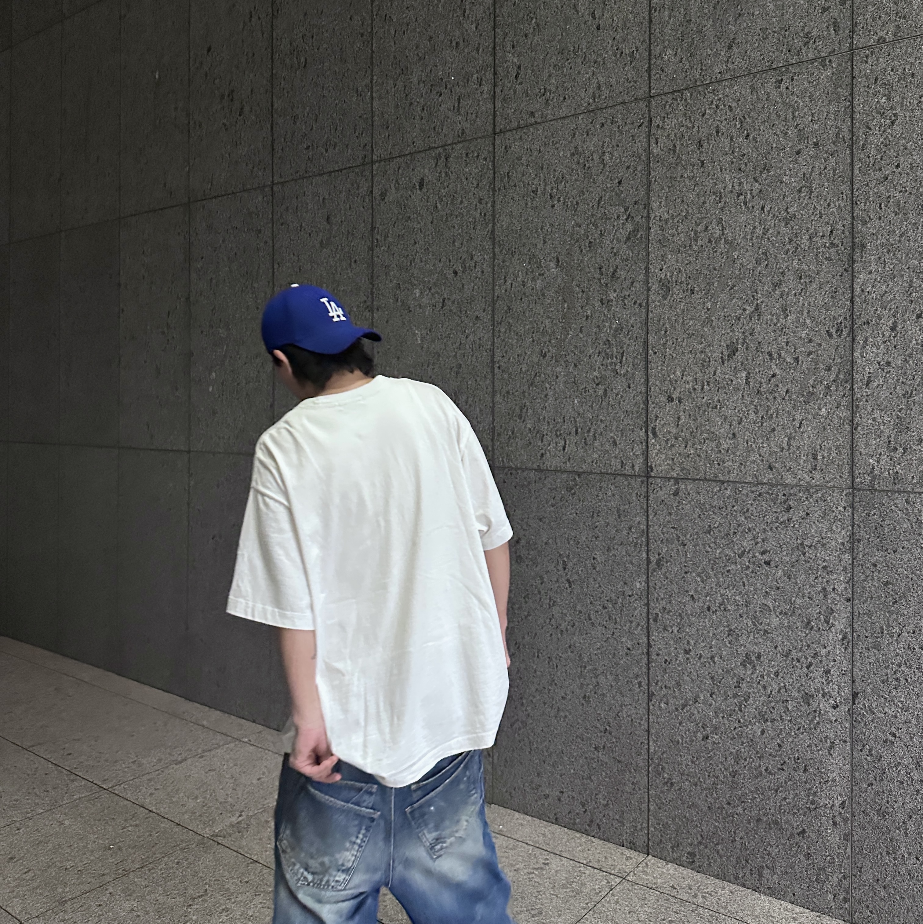 New Era 59Fifty MLB Seoul Series LA Dodgers Dark Royal, Nonnod Double pocket Japanese Denim Mid Blue 착용 스타일 - 2