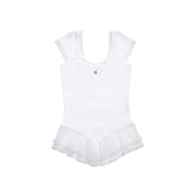 Don't Ask My Plan Square Neck Lace Frill Top-White