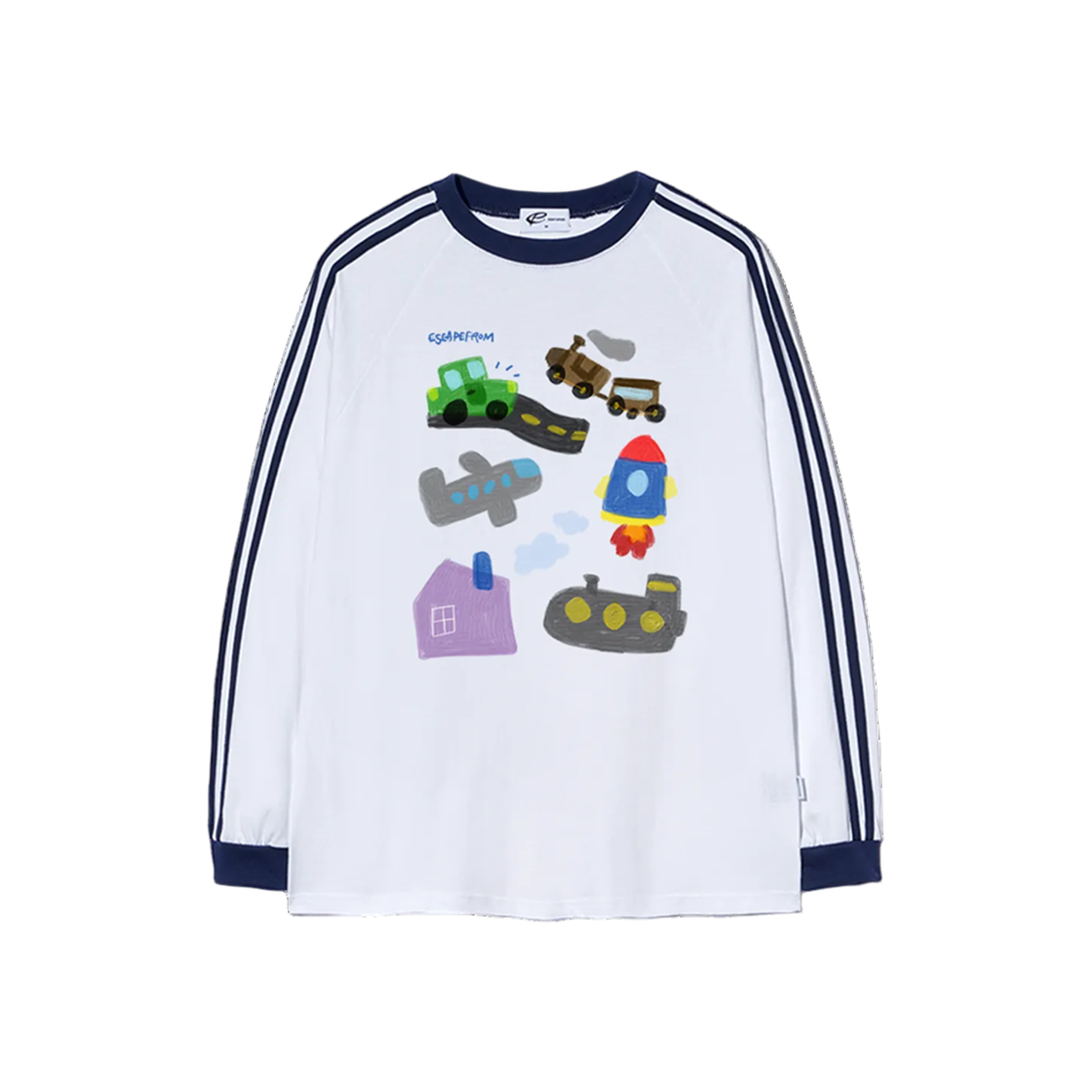 E251TLS005WH Escapefrom Drawing To Go Print Track Long Sleeve White
