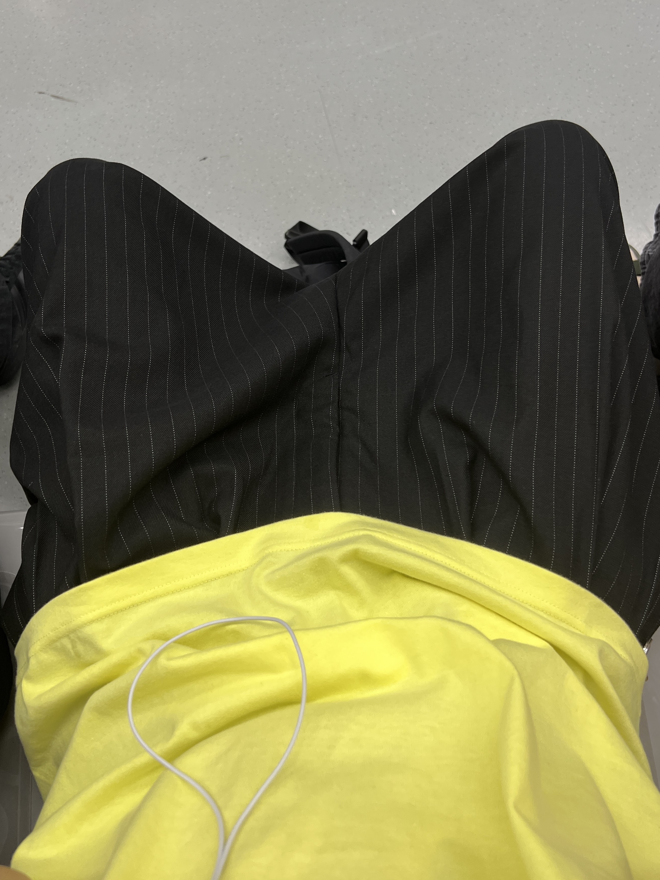noun Wide Tapered Pants Stripe Black 착용 스타일 - 4