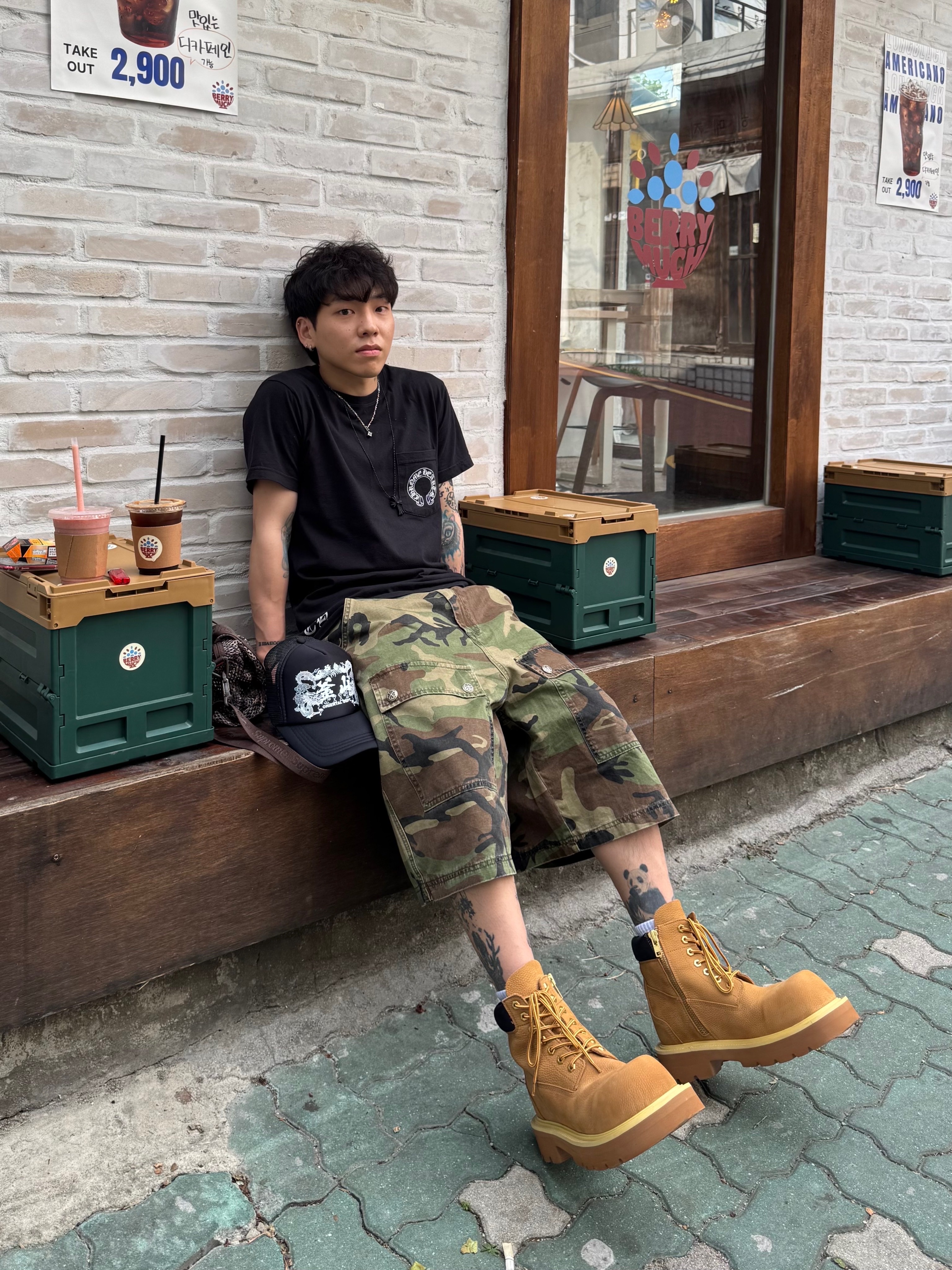 Supreme Mesh Mini Duffle Bag Truetimber Kanati Camo - 25SS, Scudo Vintage Cube Drop Necklace 착용 스타일 - 1