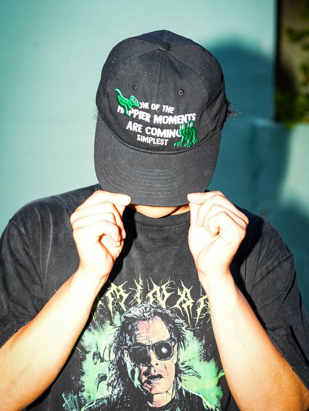 Dominant Frog cap_Black, Dominant Neon Washing T-Shirt 착용 스타일 - 2