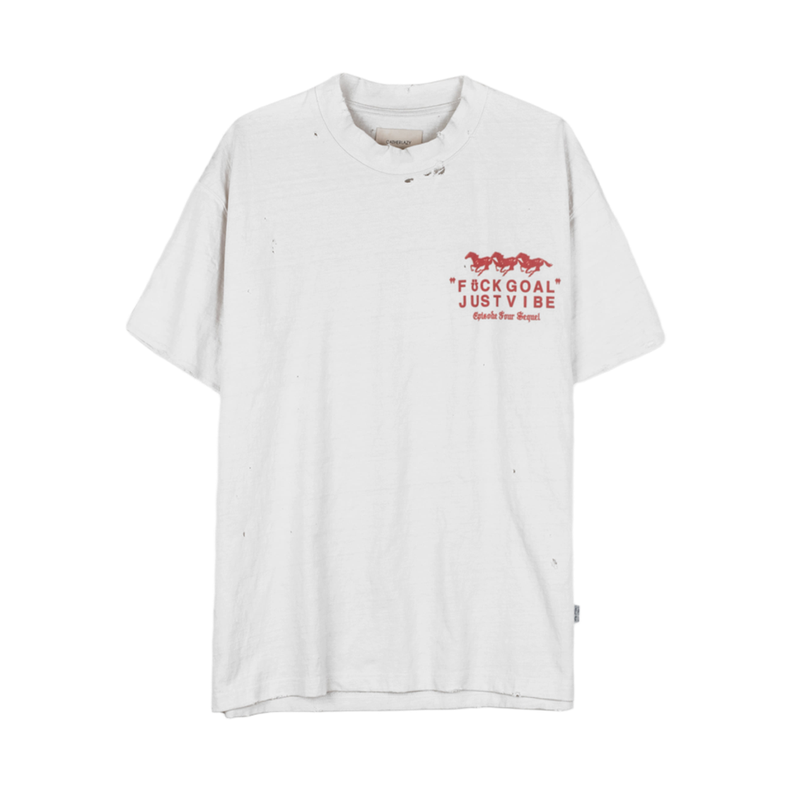 게더레이지 퍽 머니 디스트로이드 티셔츠 화이트(Gatherlazy Fxck Money Destroyed Tee White)