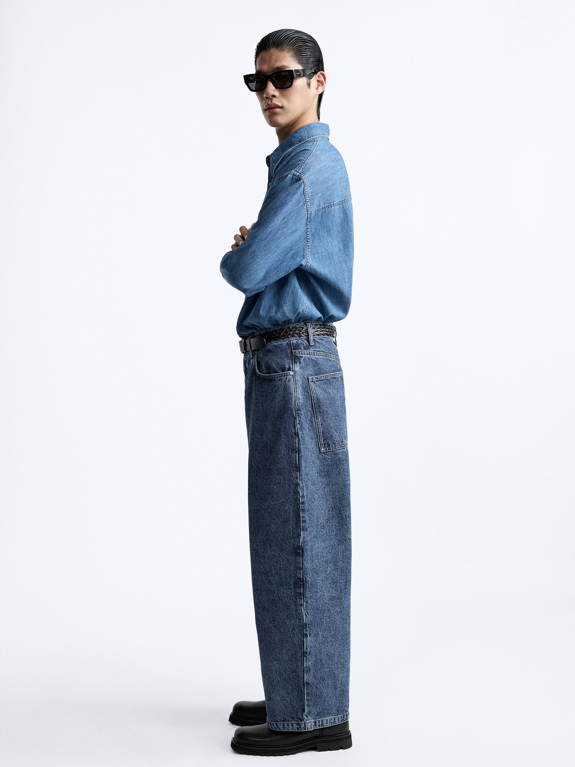 Zara x Studio Nicholson Wide Leg Jeans Blue 착용 스타일