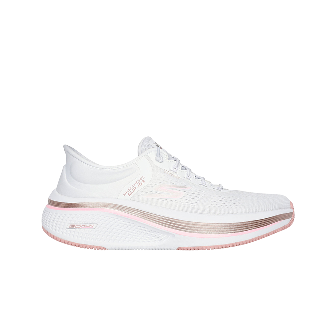 (W) 스케쳐스 고 런 엘리베이트 2.0 슬립 인스 화이트 핑크((W) Skechers Go Run Elevate 2.0 Slip Ins White Pink)
