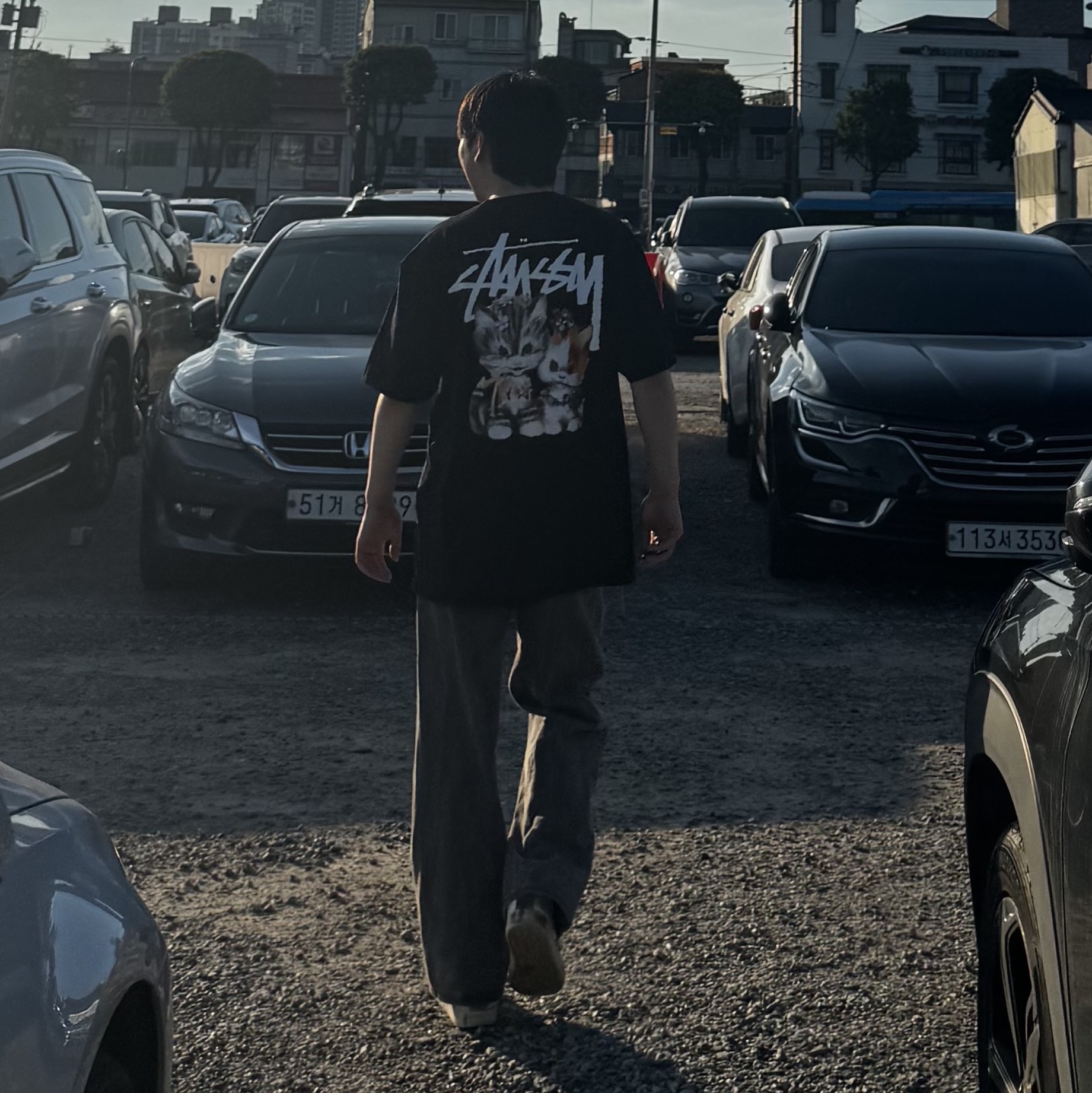 Stussy Kittens T-Shirt Black 착용 스타일 - 2