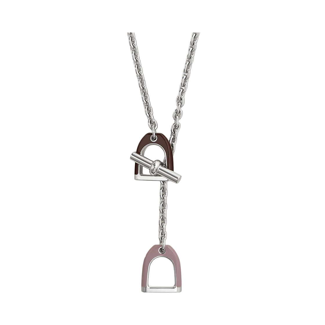에르메스 에트리에 네클리스 래커 메탈 & 팔라듐 하드웨어 글라이신 보르도(Hermes Etrier Necklace Laquered Metal & Palladium Glycine Bordeaux) - 1