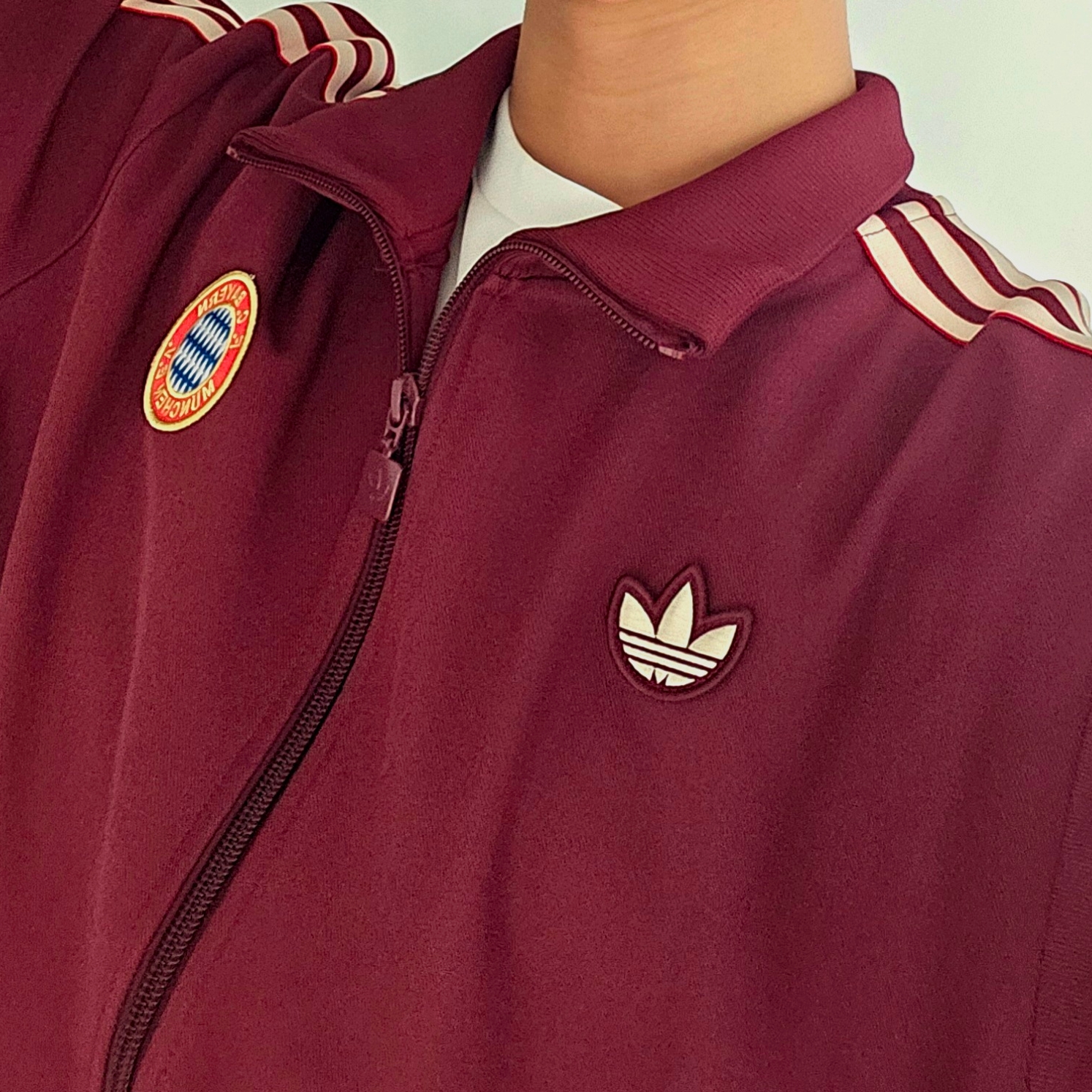 Adidas FC Bayern Terrace Icon Track Top Shadow Red - KR Sizing 착용 스타일