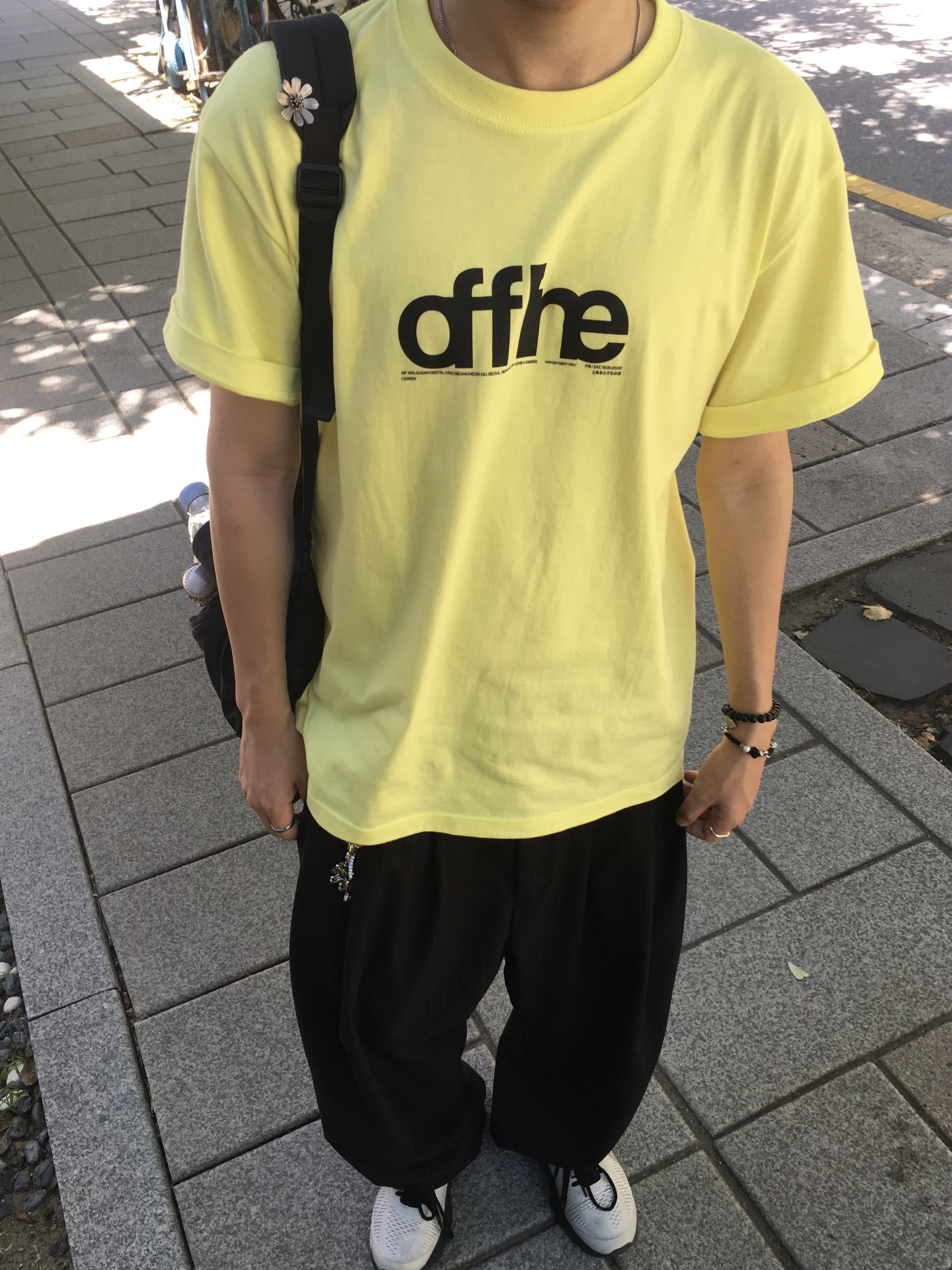 noun Wide Tapered Pants Stripe Black 착용 스타일 - 1