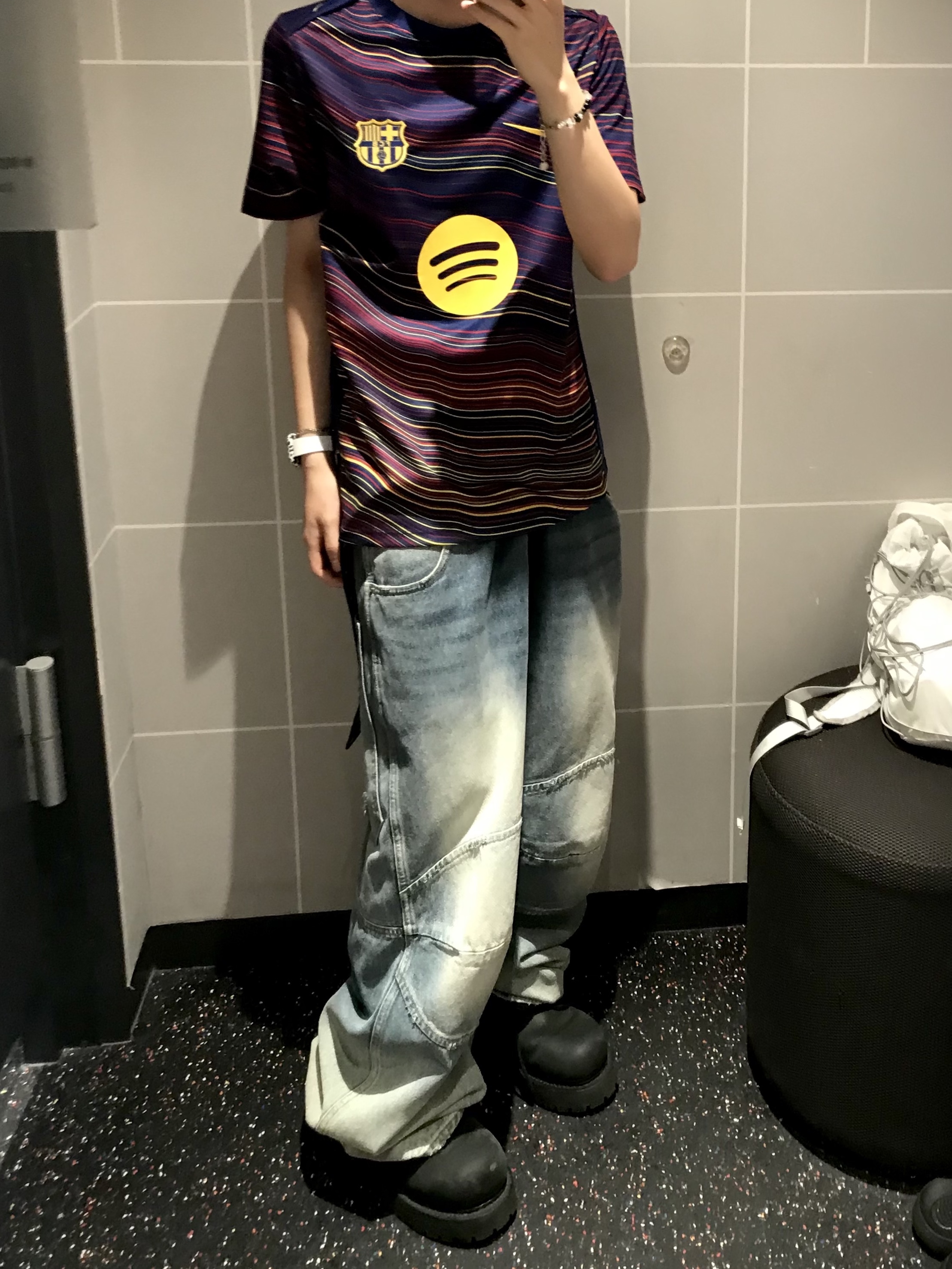 LOSTGARDEN Route Black, MJD 3D Knee Denim Pants Blue 착용 스타일 - 1