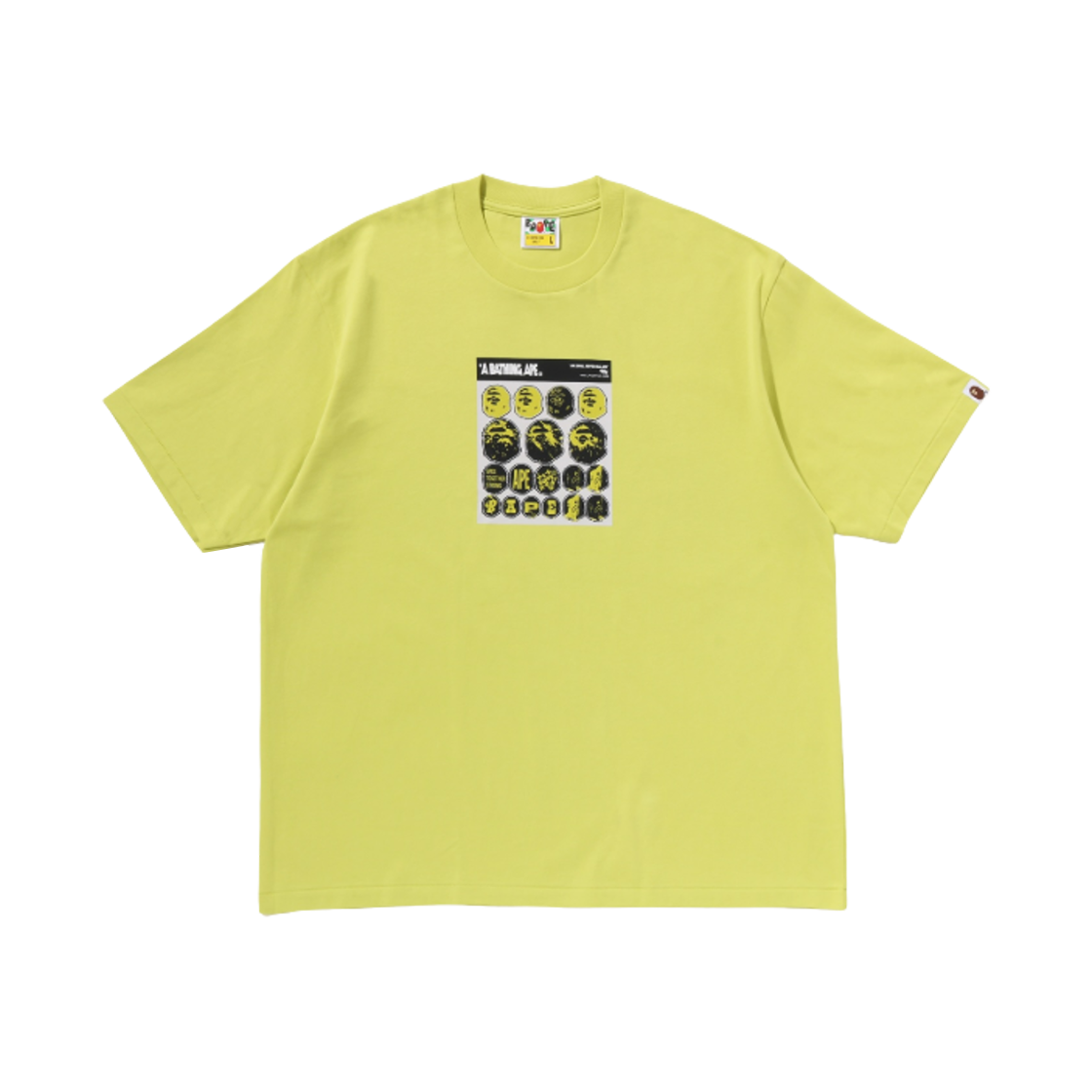베이프 스티커 그래픽 릴렉스드 핏 티셔츠 옐로우(BAPE Sticker Graphic Relaxed Fit T-Shirt Yellow) - 1