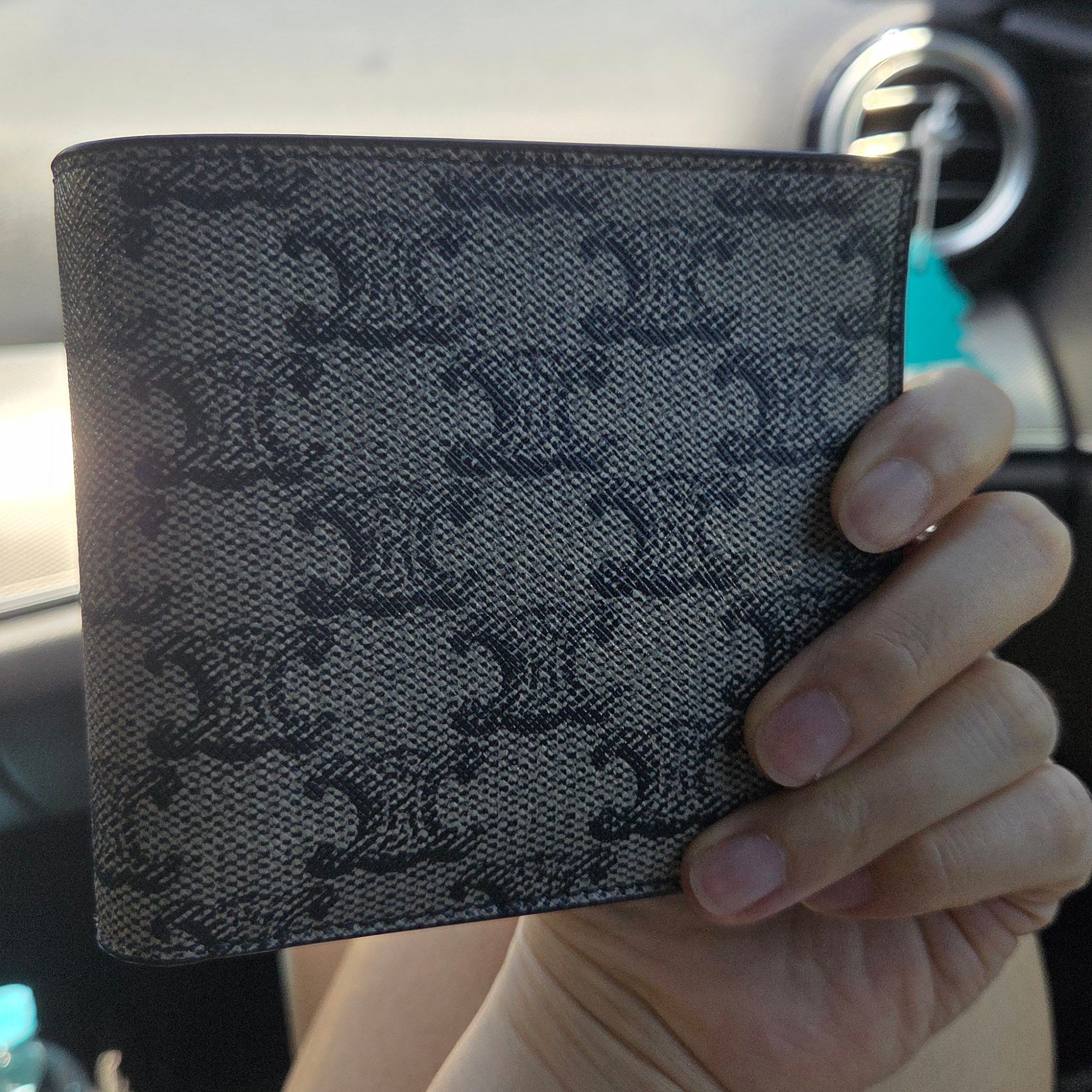Celine Bi-Fold Wallet with Coin in Triomphe Canvas Vintage Beige 착용 스타일 - 2