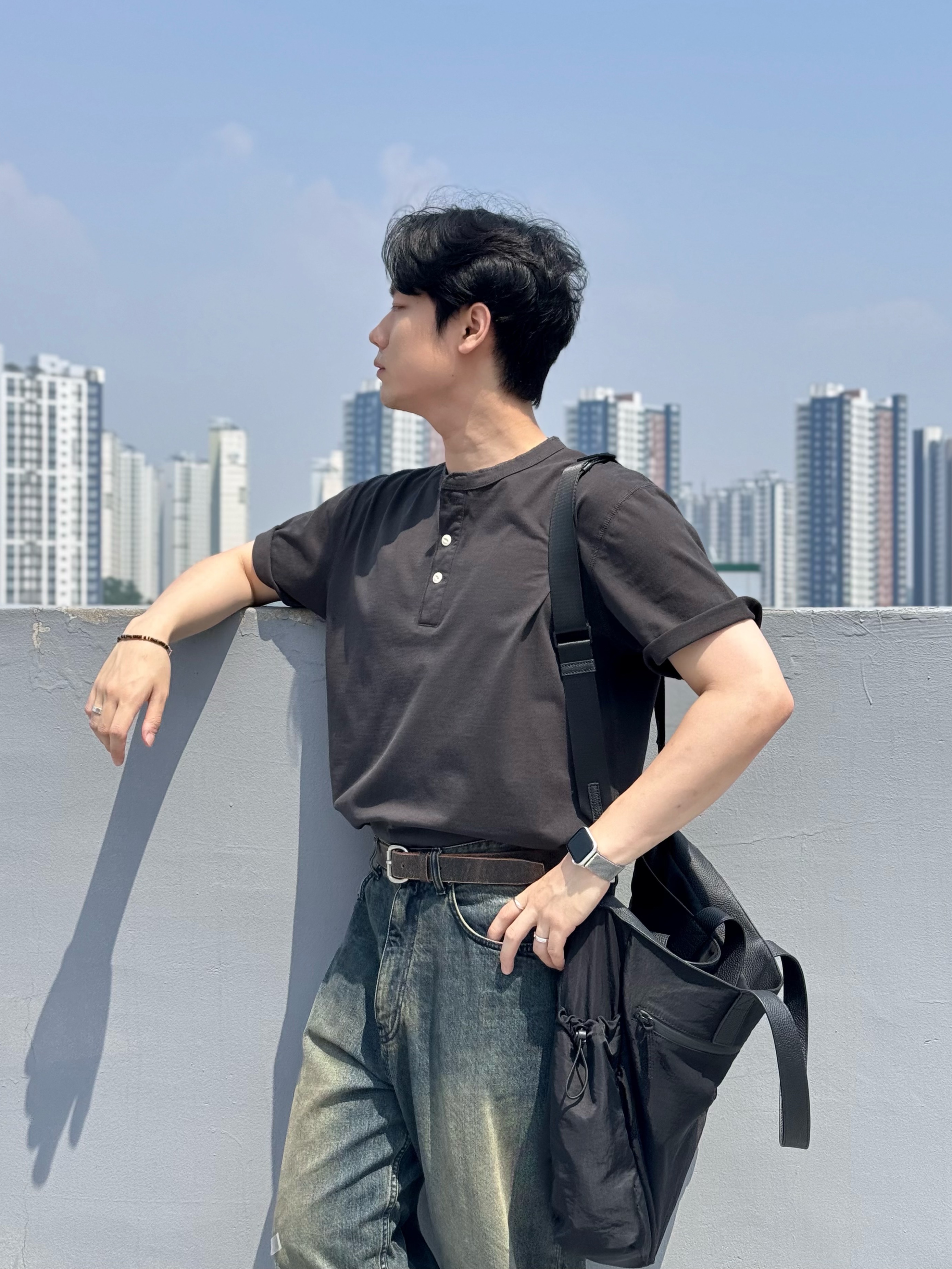 Apple Watch SE 2024 40mm GPS Silver Aluminium Case with Sport Band S/M Denim (Korean Ver.) 착용 스타일 - 5