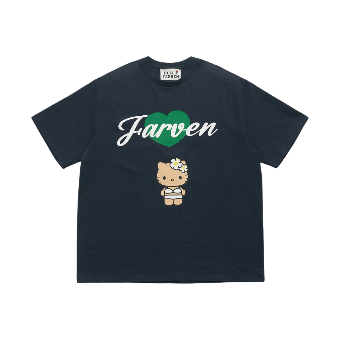 파르벵 x 태닝 헬로 키티 비키니 티셔츠 네이비(Farven x Tanning Hello Kitty Bikini T-Shirt Navy)