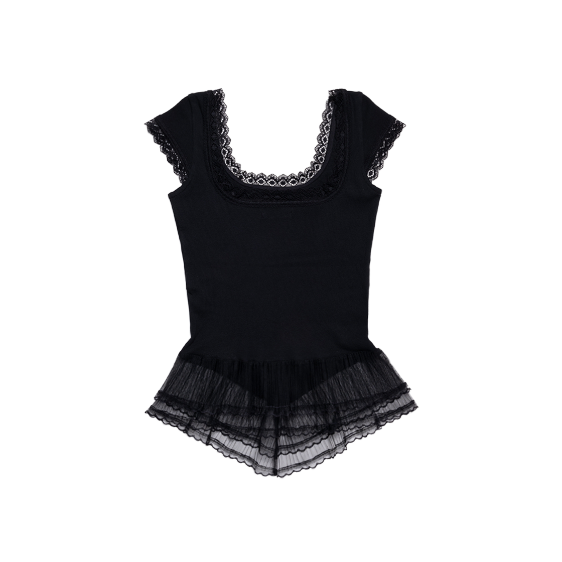 돈애스크마이플랜 스퀘어 넥 레이스 프릴 탑-블랙(Don't Ask My Plan Square Neck Lace Frill Top-Black) - 2