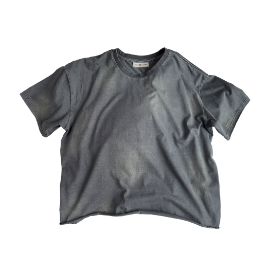 AOIRO_10 Aoiro Low-Key Cropped S/S T-Shirt Washed Grey