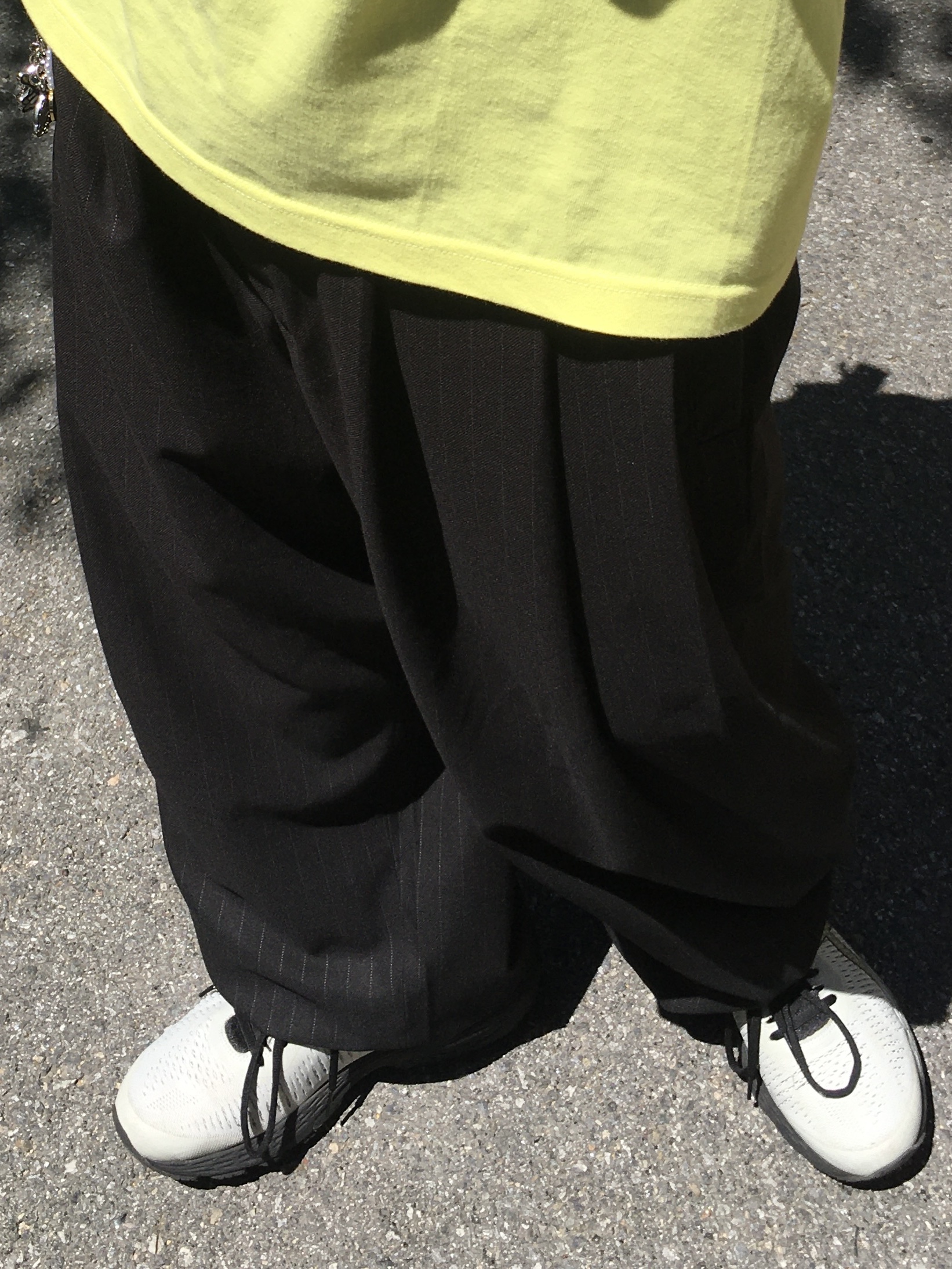 noun Wide Tapered Pants Stripe Black 착용 스타일 - 3