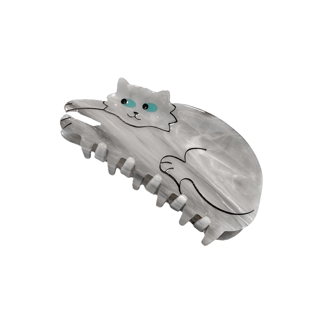 쿠쿠수제뜨 회색 고양이 헤어집게핀