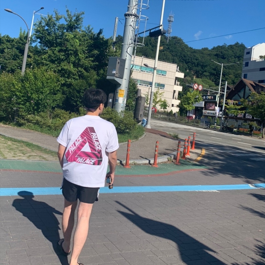 Palace Tri-Vex T-Shirt White Pink - 25SS, Adidas Adicolor Classic Sprinter Shorts Black - KR Sizing 착용 스타일 - 1