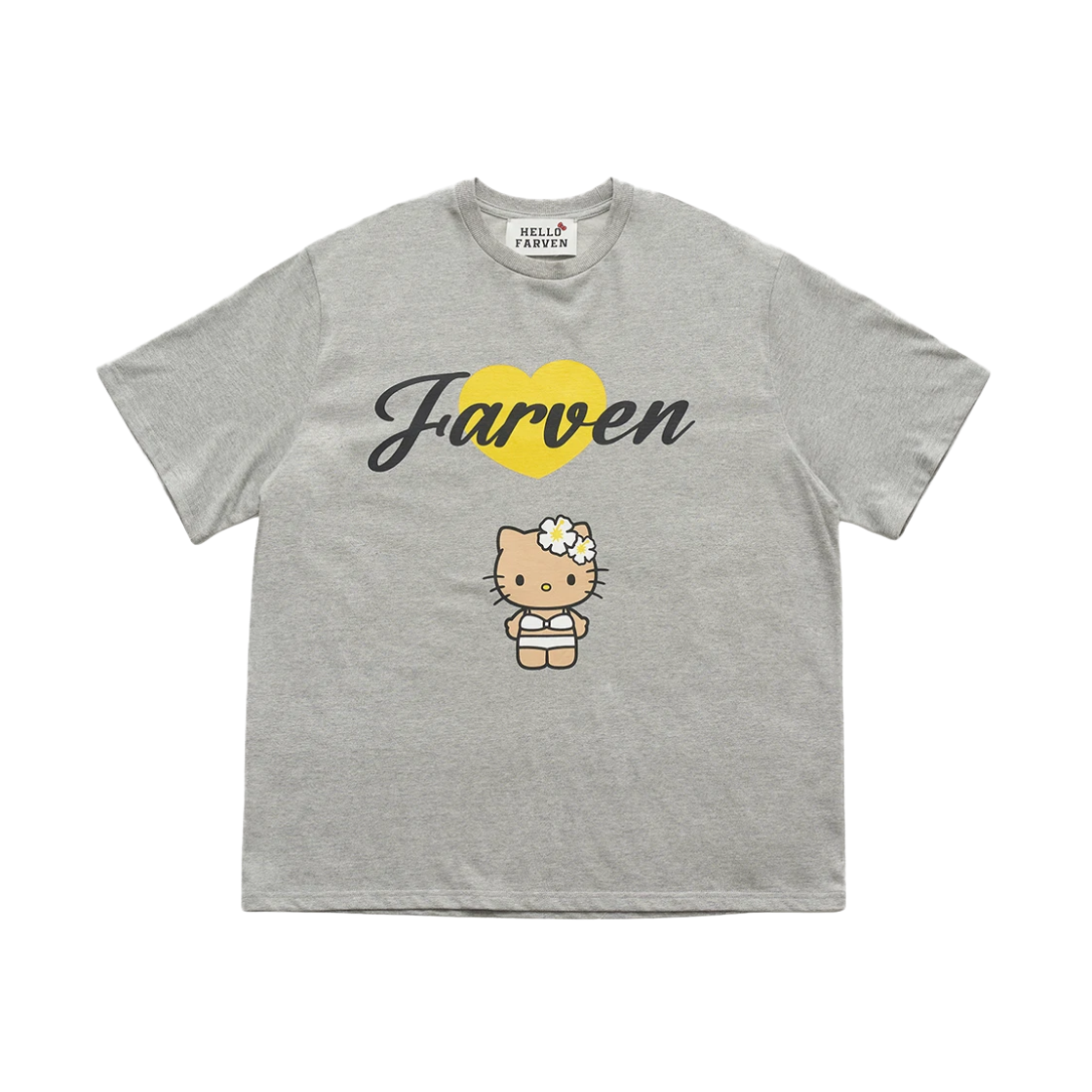 파르벵 x 태닝 헬로 키티 비키니 티셔츠 그레이(Farven x Tanning Hello Kitty Bikini T-Shirt Grey)
