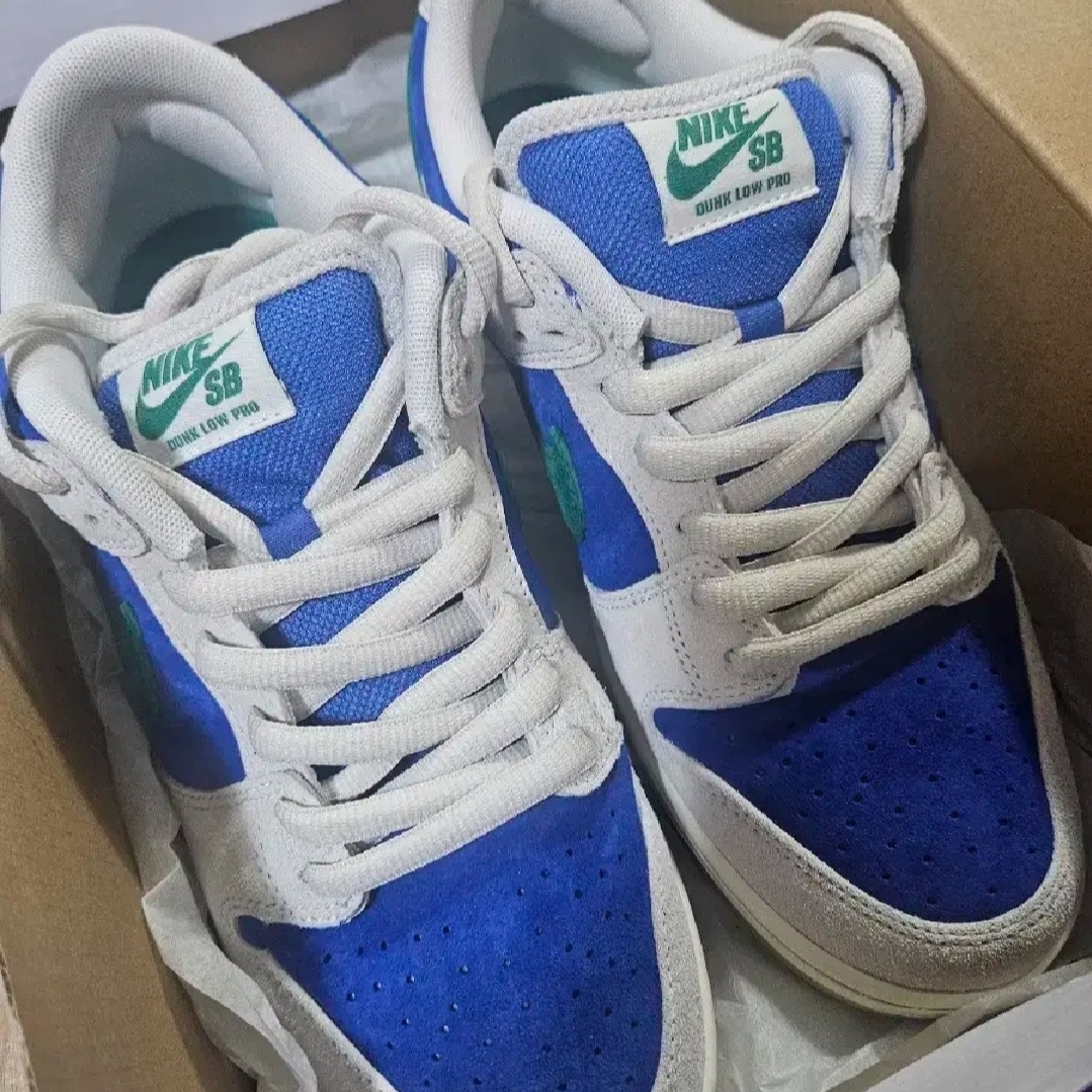 Nike SB Dunk Low Pro Phantom and Hyper Royal 착용 스타일 - 1