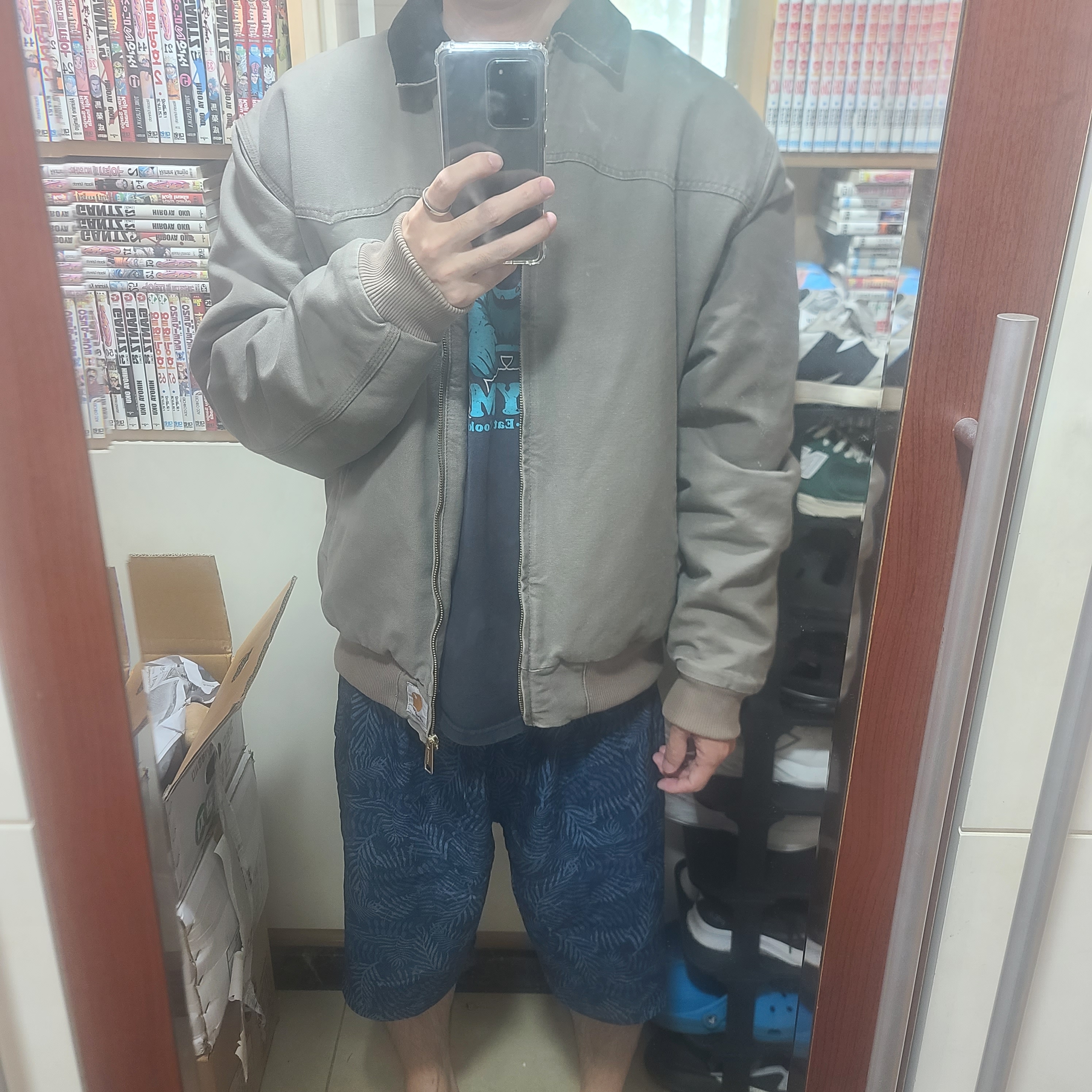 Carhartt WIP OG Santa Fe Jacket Barista Aged Canvas - Winter 착용 스타일
