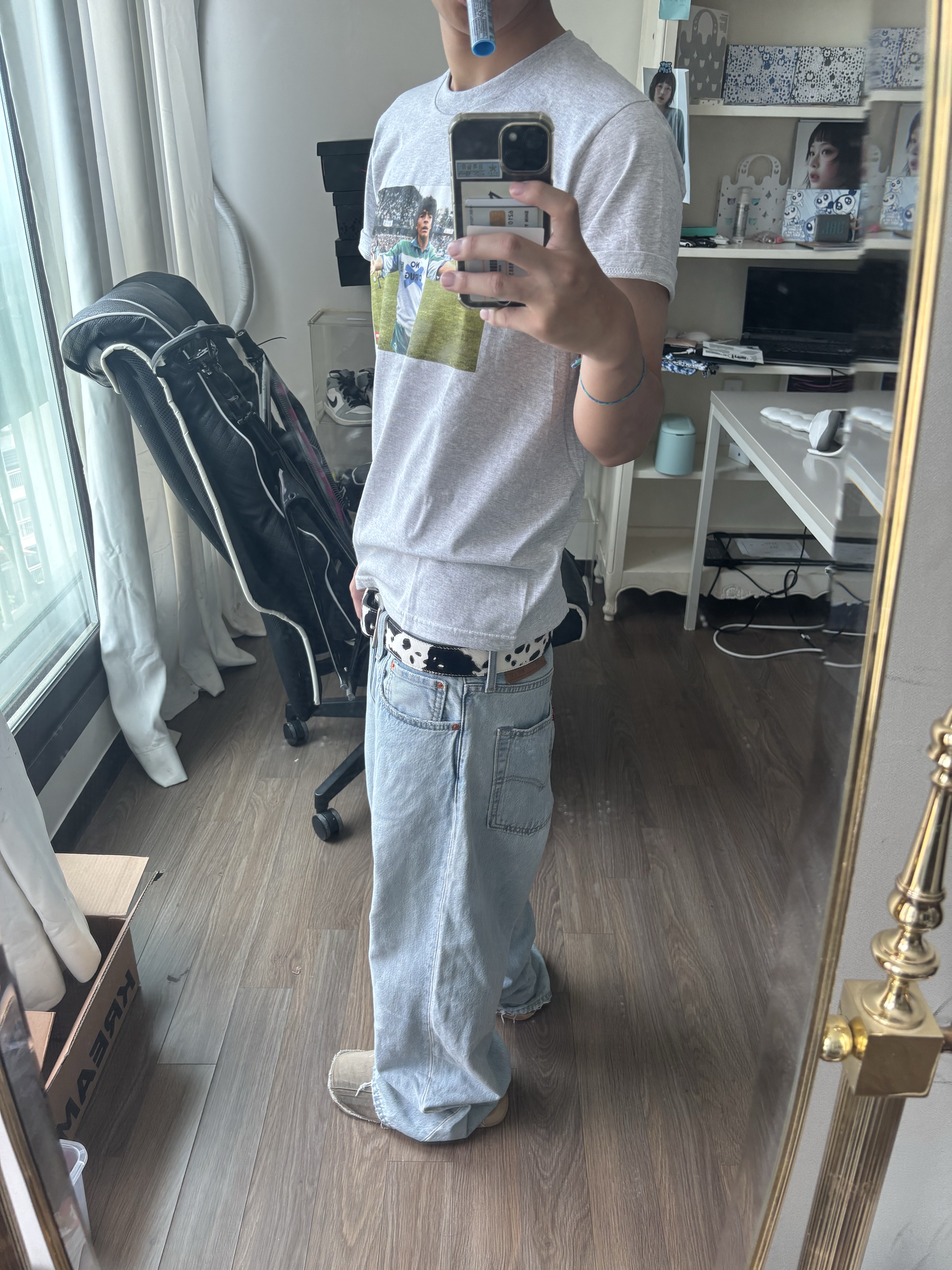 Supreme Maradona T-Shirt Ash Grey - 24SS 착용 스타일 - 1