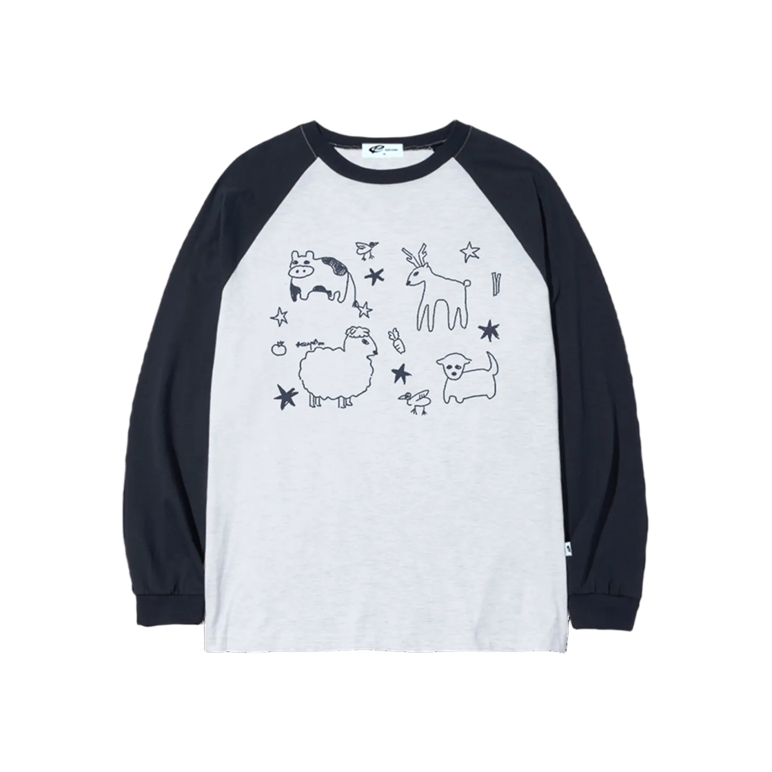 E251LS021NV Escapefrom Animals Print Long Sleeve Navy