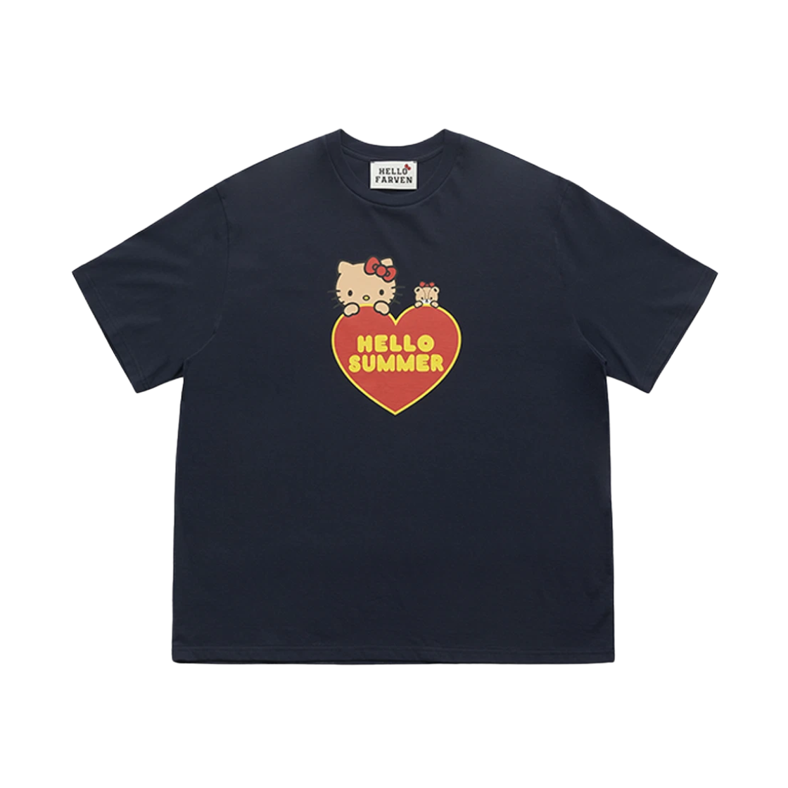 파르벵 x 태닝 헬로 키티 헬로 썸머 티셔츠 네이비(Farven x Tanning Hello Kitty Hello Summer T-Shirt Navy)