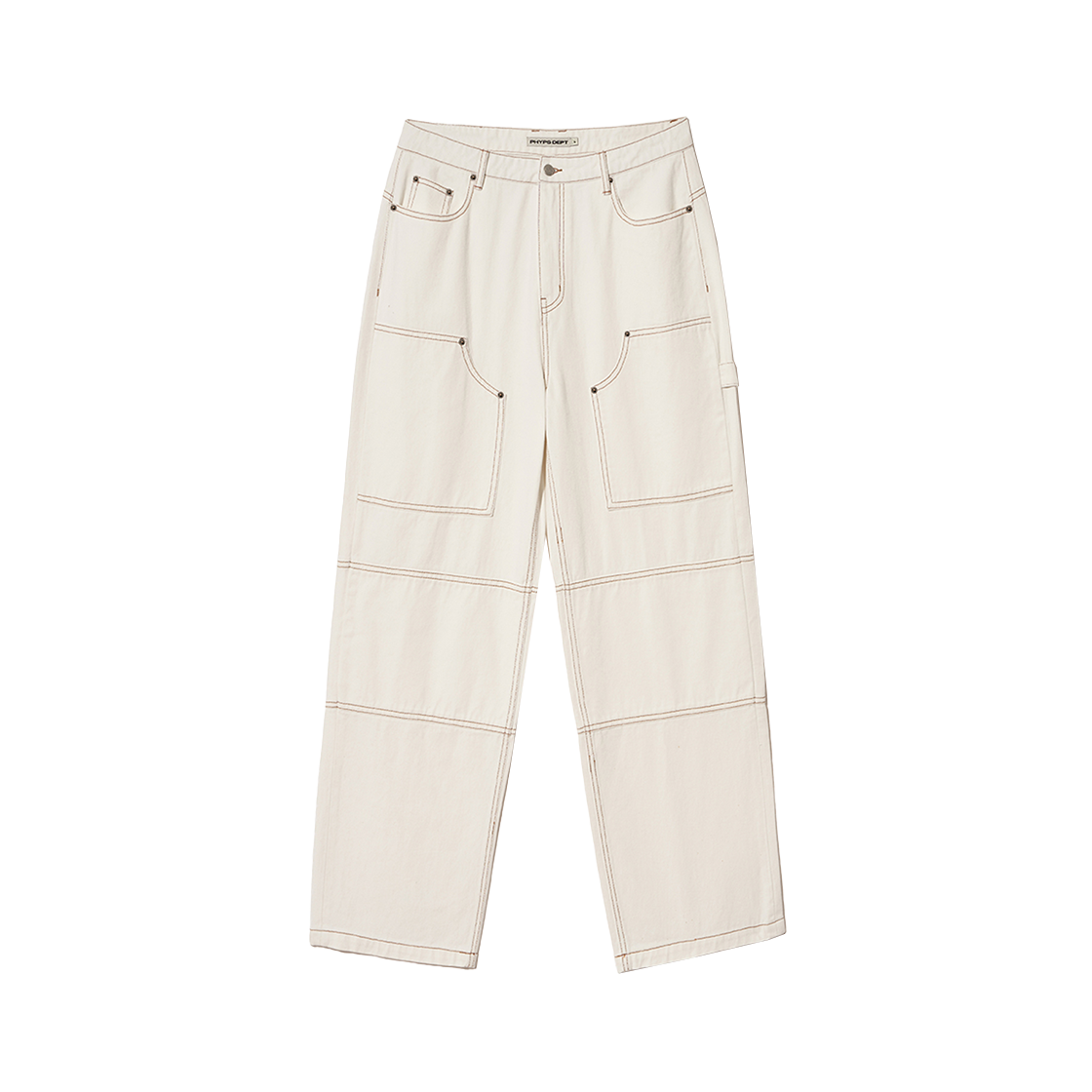 PEF1DP304AIV Phyps Dept Double Knee Wide Denim Pants Ivory