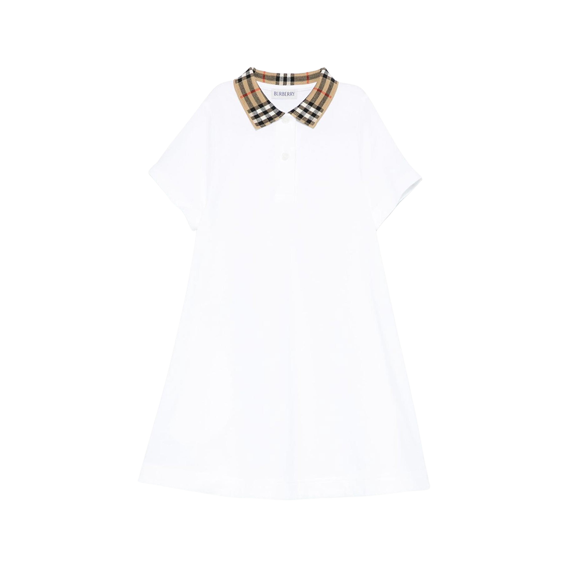 (키즈) 버버리 칼라 폴로 드레스 화이트((Kids) Burberry Collar Polo Dress White)