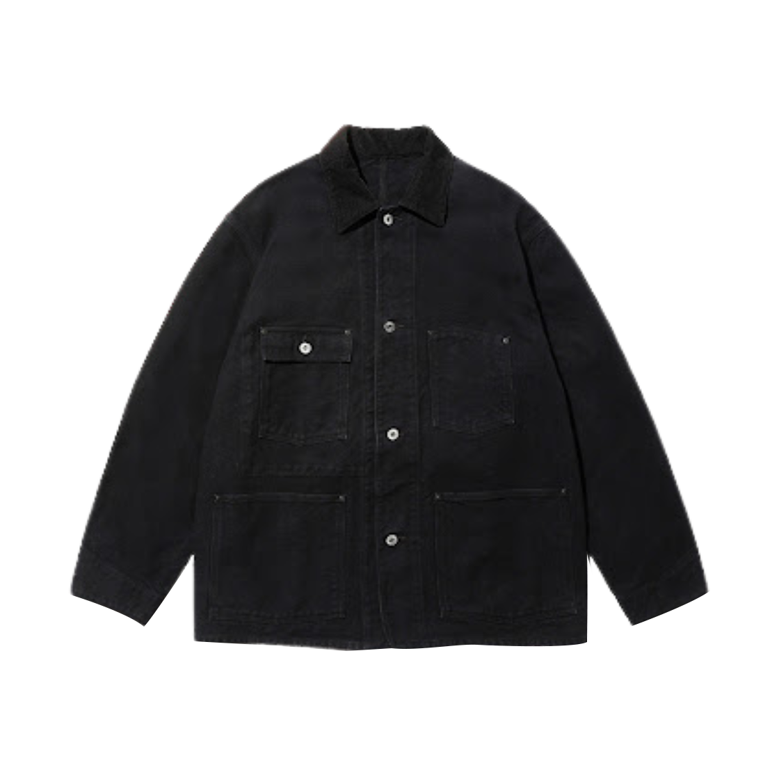 아프레쎄 빈티지 실크 헴프 커버올 자켓 블랙 - 25FW(A.Presse Vintage Silk Hemp Coverall Jacket Black - 25FW)