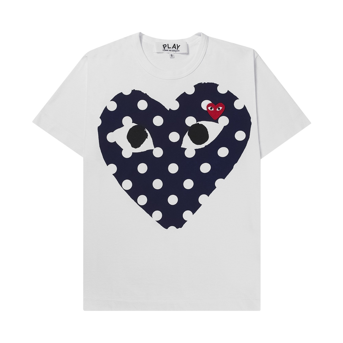 AX-T234-051-1 Play Comme des Garcons Red Heart Printed Blue Heart T-Shirt White