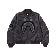 BAPE Tonal Chain Stitch Shark Bomber Jacket Charcoal
