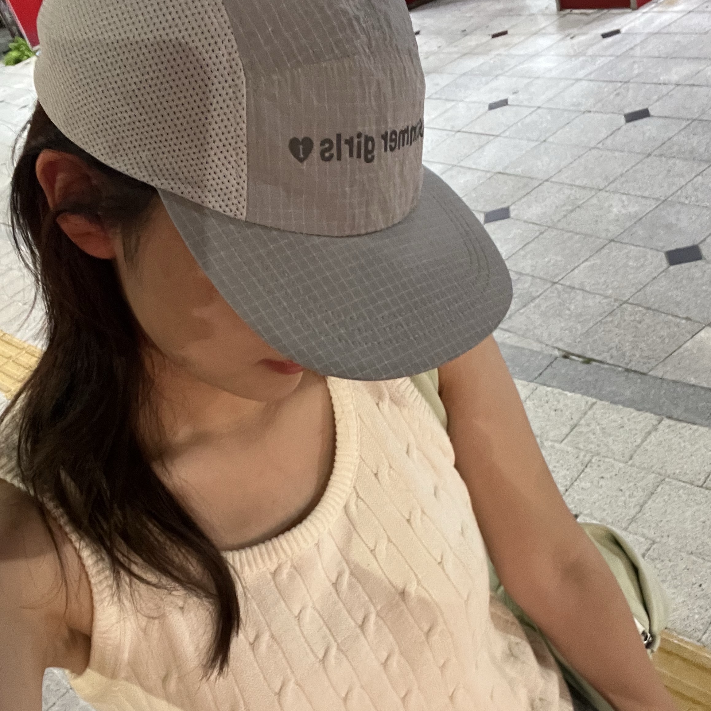 Isummerly Summer Girls Nylon Camp Cap Gray 착용 스타일