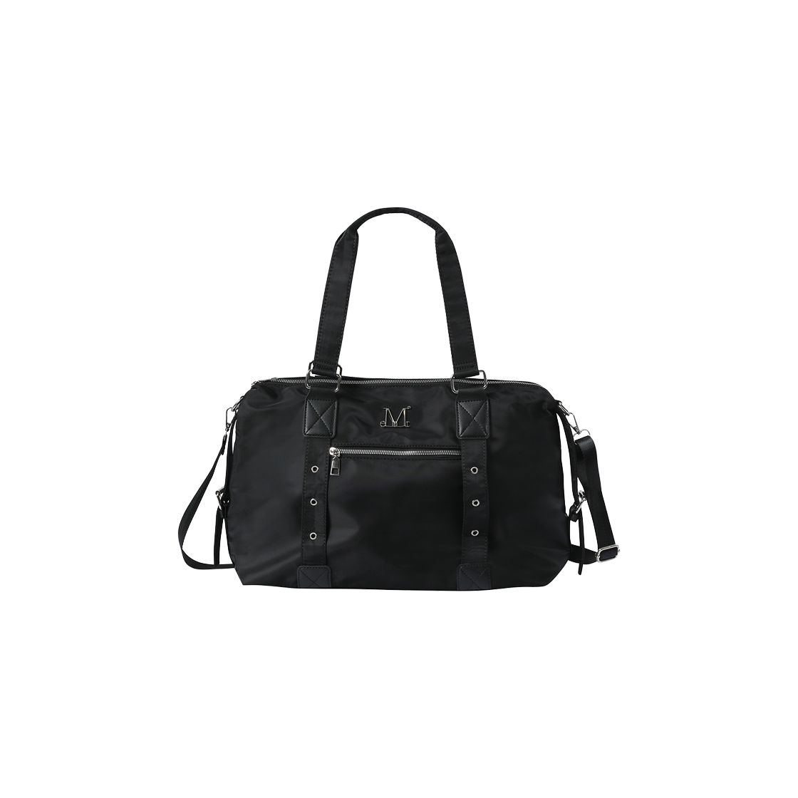 P0000BAD MUCENT Doho Metal Logo 4way Punching Eyelet Tote Bag Unisex Black