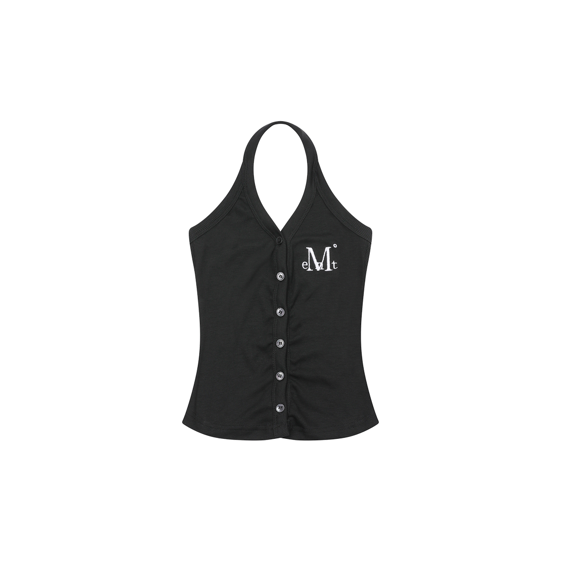 무센트 메라 홀터넥 크롭 슬리브리스 나시 블랙(MUCENT Mera Halter Neck Crop Sleeveless Black)