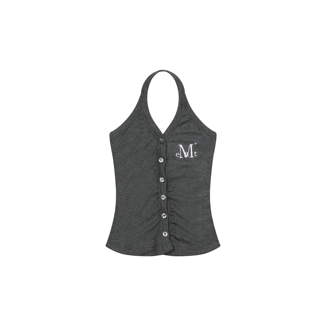 무센트 메라 홀터넥 크롭 슬리브리스 나시 차콜(MUCENT Mera Halter Neck Crop Sleeveless Charcoal)