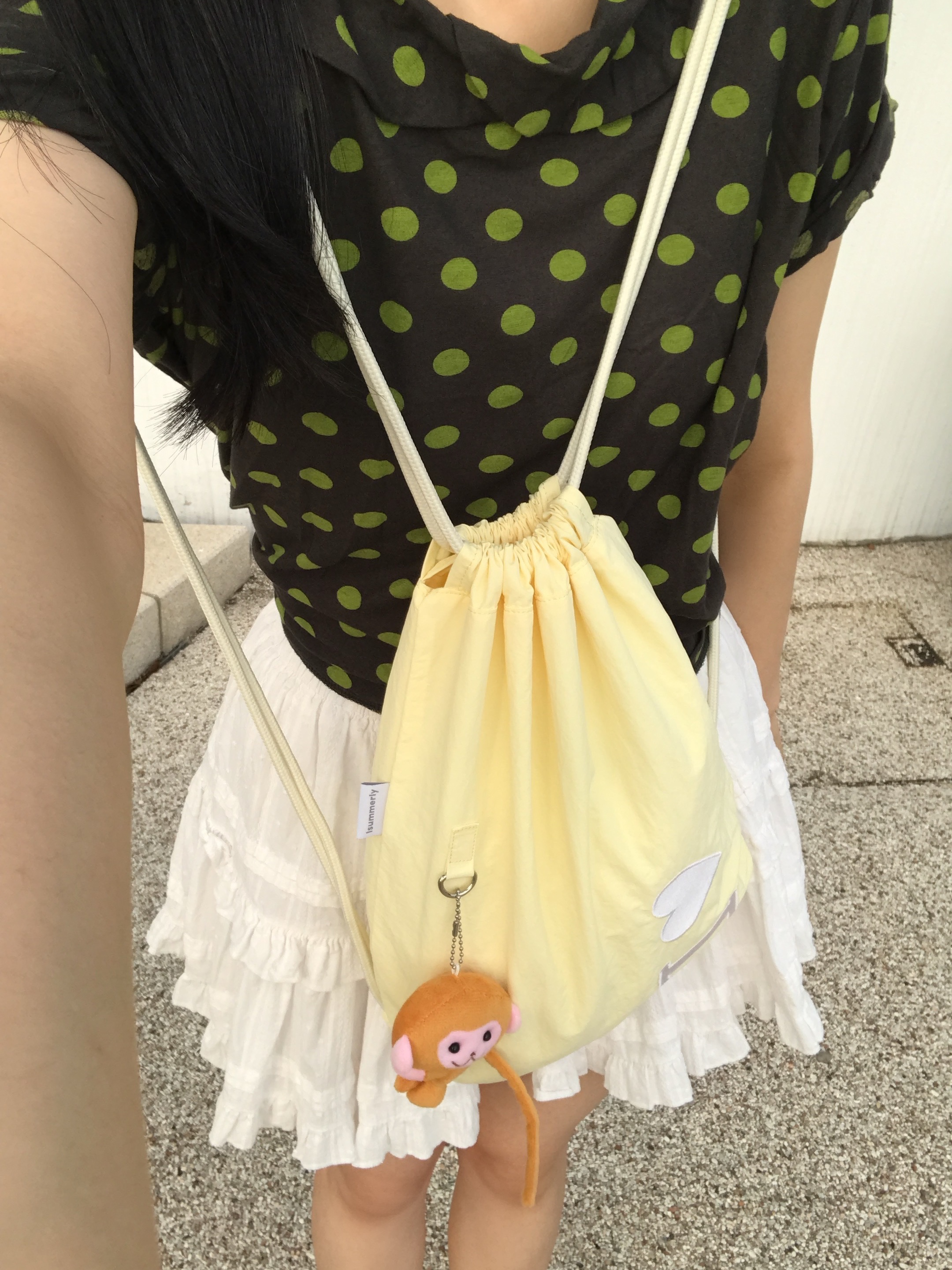 Isummerly Girl String Bag Purple, Isummerly Bunny Card Wallet Mint 착용 스타일 - 2