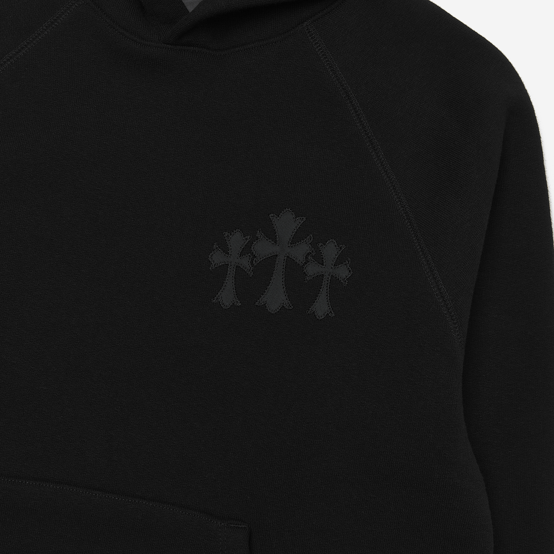 크롬하츠 나일론 세메터리 크로스 패치 CH 백 로고 후드 블랙(Chrome Hearts Nylon Cemetery Cross Patch CH Back Logo Hoodie Black) - 5