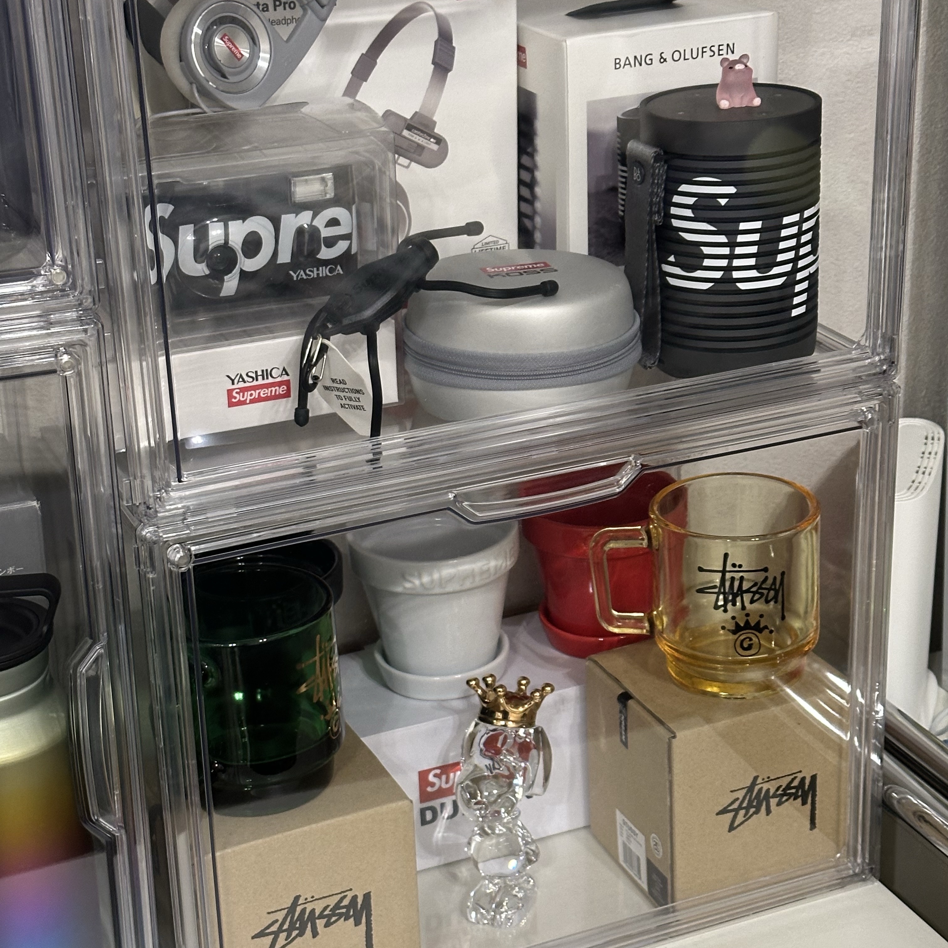 Stussy Stock Crown Logo Glass Mug Green, Stussy Stock Crown Logo Glass Mug Amber 착용 스타일